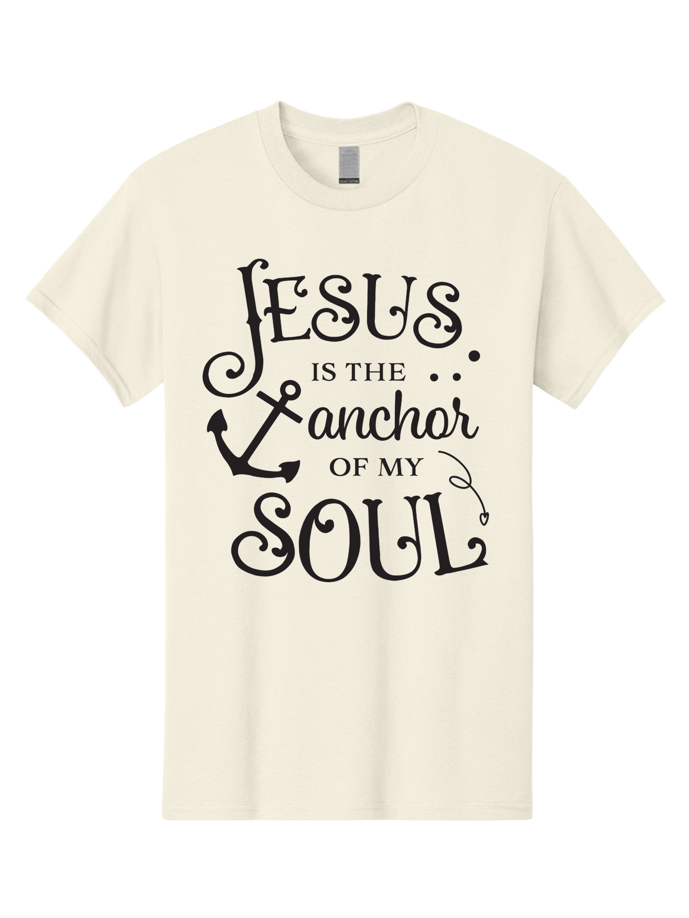 Jesus-Is-The-Anchor-Of-My-Soul Men'S Graphic Tee, 100% Cotton, Comfortable Casual Summer Wear, Machine Washable, Faith-Based Quote, Inspirational Message, Jesus Anchor, Soul Anchor, Christian Symbolism, Biblical Reference, Motivational Phrase, Aac909