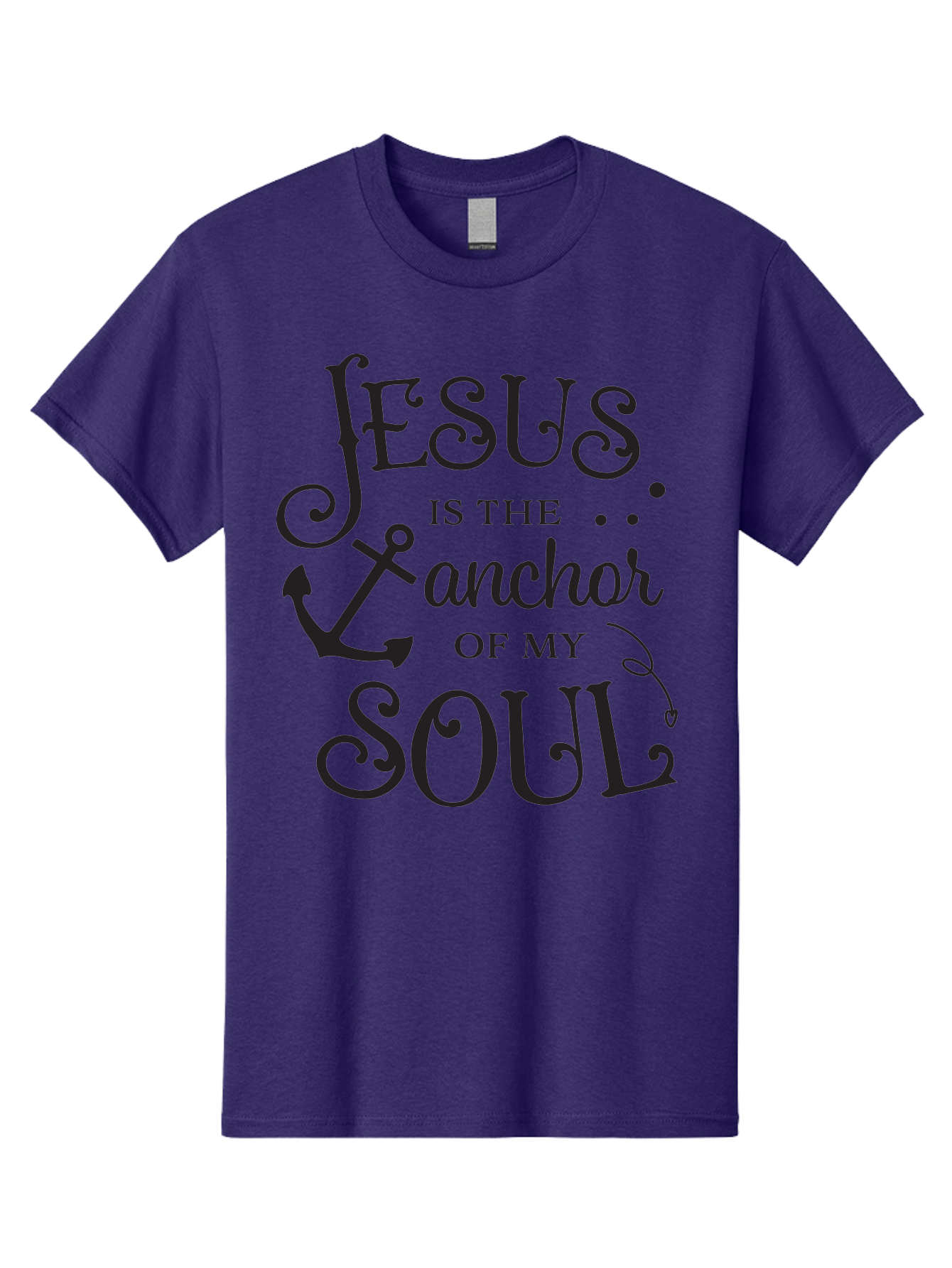 Jesus-Is-The-Anchor-Of-My-Soul Men'S Graphic Tee, 100% Cotton, Comfortable Casual Summer Wear, Machine Washable, Faith-Based Quote, Inspirational Message, Jesus Anchor, Soul Anchor, Christian Symbolism, Biblical Reference, Motivational Phrase, Aac909