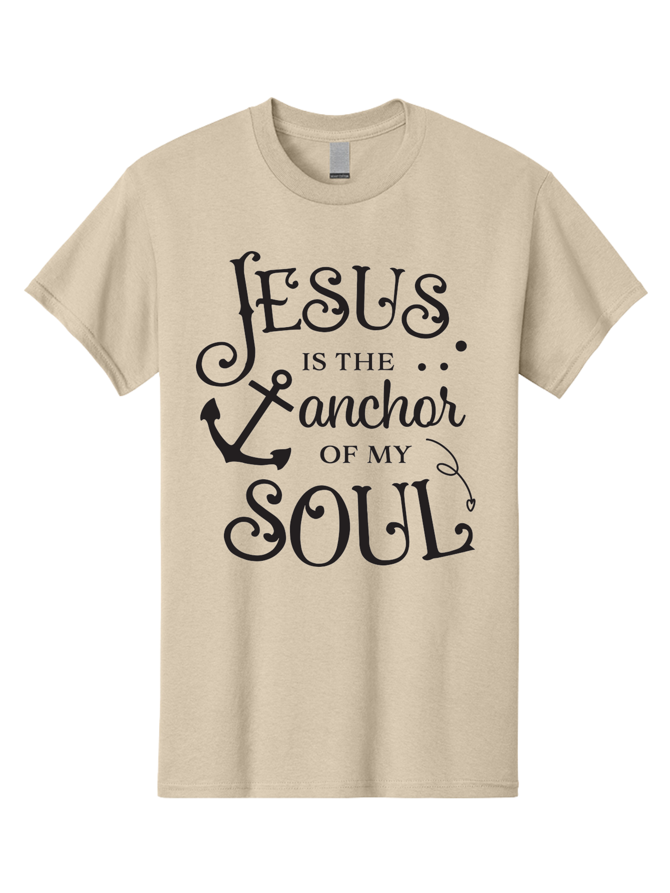 Jesus-Is-The-Anchor-Of-My-Soul Men'S Graphic Tee, 100% Cotton, Comfortable Casual Summer Wear, Machine Washable, Faith-Based Quote, Inspirational Message, Jesus Anchor, Soul Anchor, Christian Symbolism, Biblical Reference, Motivational Phrase, Aac909