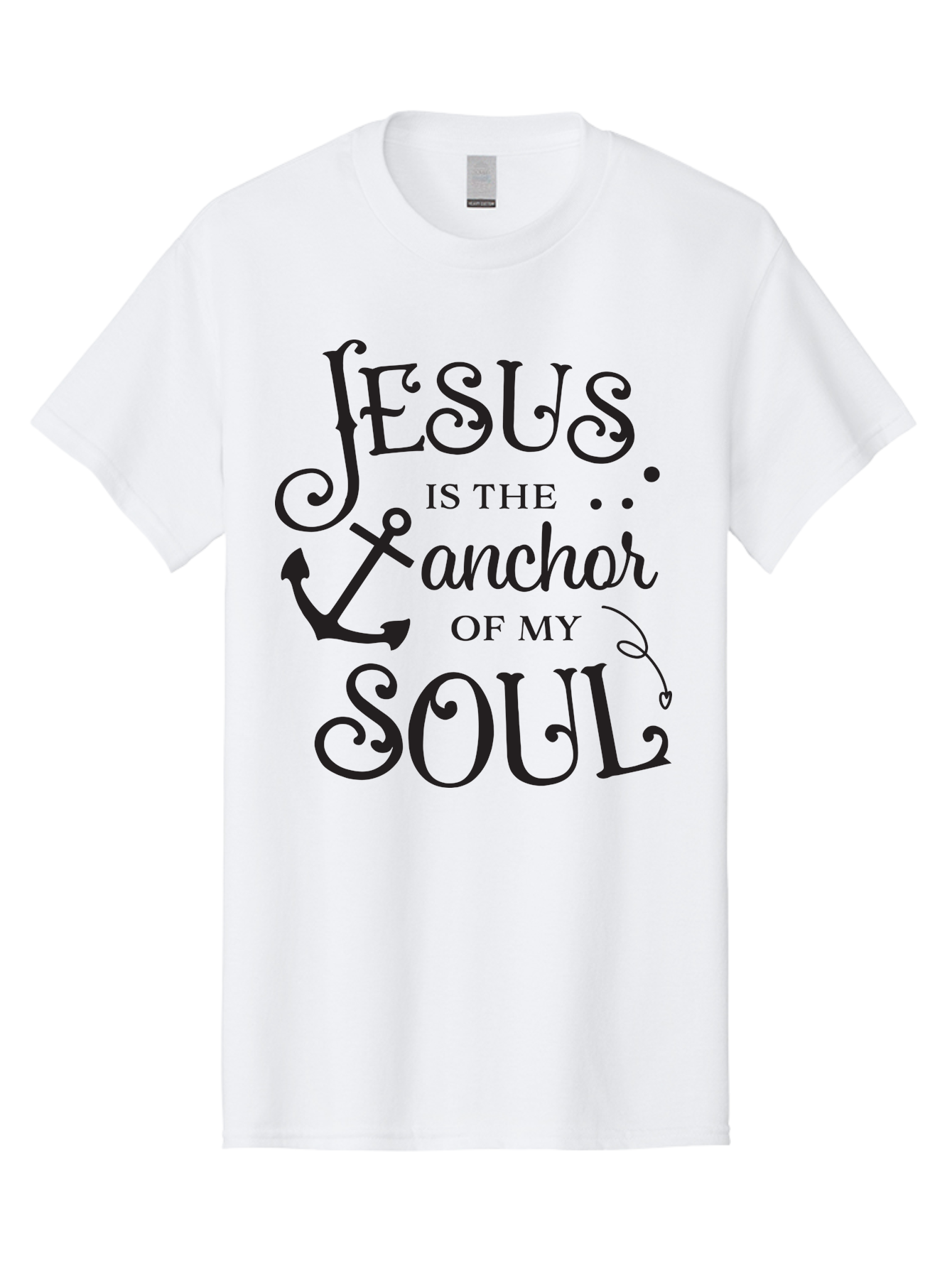 Jesus-Is-The-Anchor-Of-My-Soul Men'S Graphic Tee, 100% Cotton, Comfortable Casual Summer Wear, Machine Washable, Faith-Based Quote, Inspirational Message, Jesus Anchor, Soul Anchor, Christian Symbolism, Biblical Reference, Motivational Phrase, Aac909