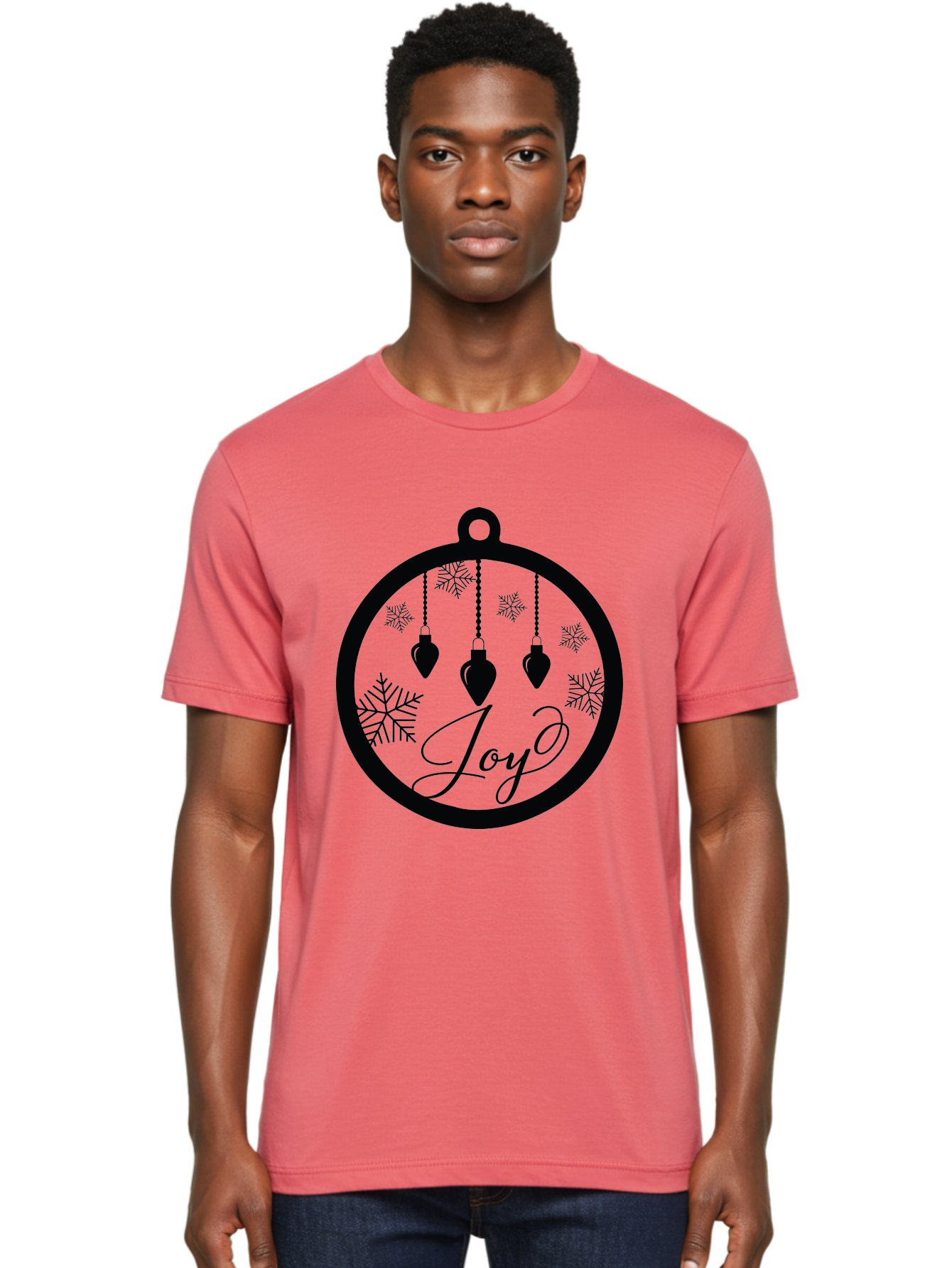 Joy-Ornament Men'S Graphic Tee, 100% Cotton, Comfortable Casual Summer Wear, Machine Washable, Christmas Ornaments, Hanging Decorations, Snowflakes, Festive Atmosphere, Joyful Feelings, Holiday Cheer, Winter Wonderland, Christmas Joy Aac910