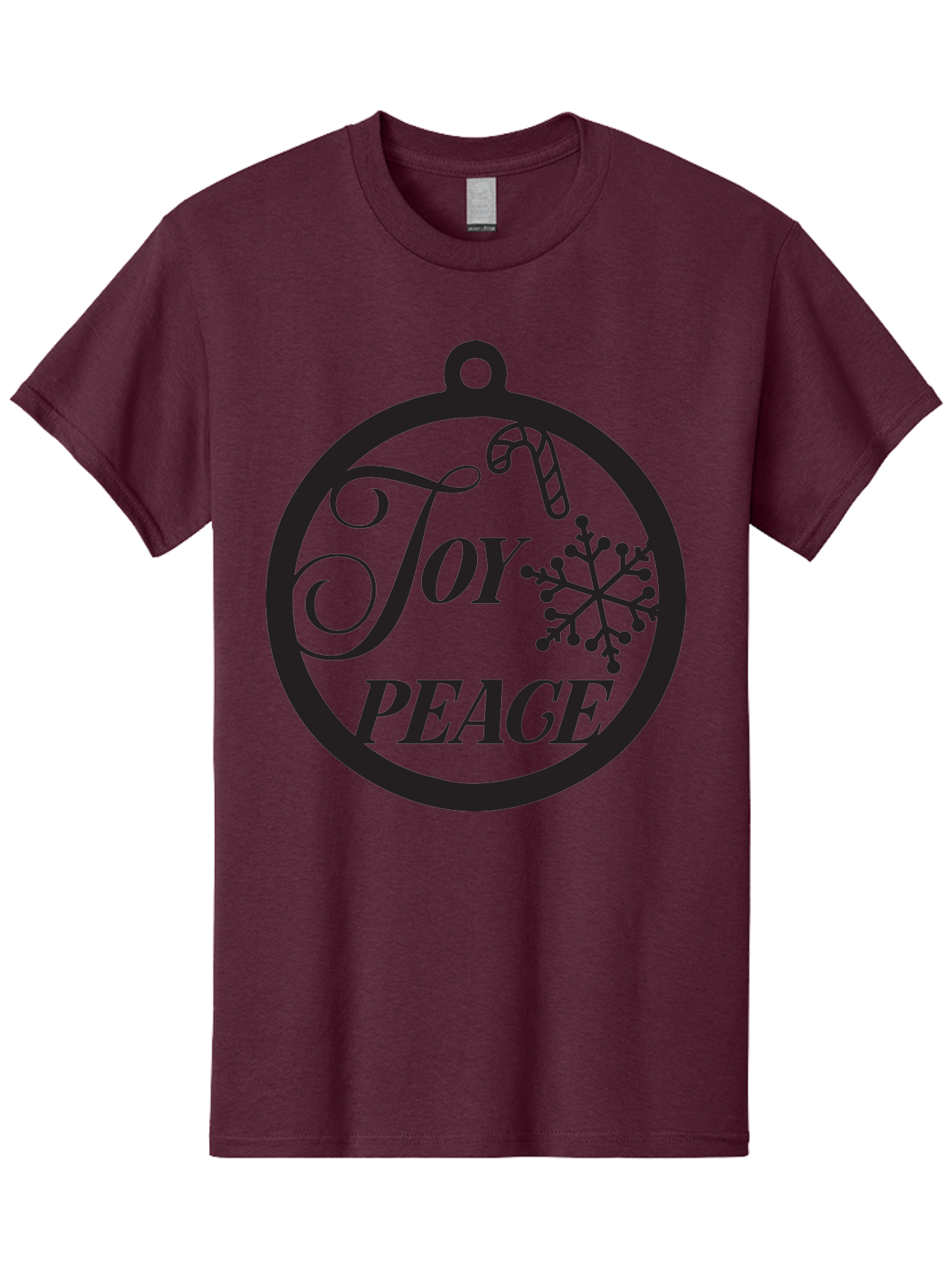 Joy-Peace Men'S Graphic Tee, 100% Cotton, Comfortable Casual Summer Wear, Machine Washable, Christmas Ornament, Festive Decor, Holiday Cheer, Joyful Atmosphere, Peace On Earth, Snowflake Design, Candy Cane Motif, Winter Wonderland, Aac911