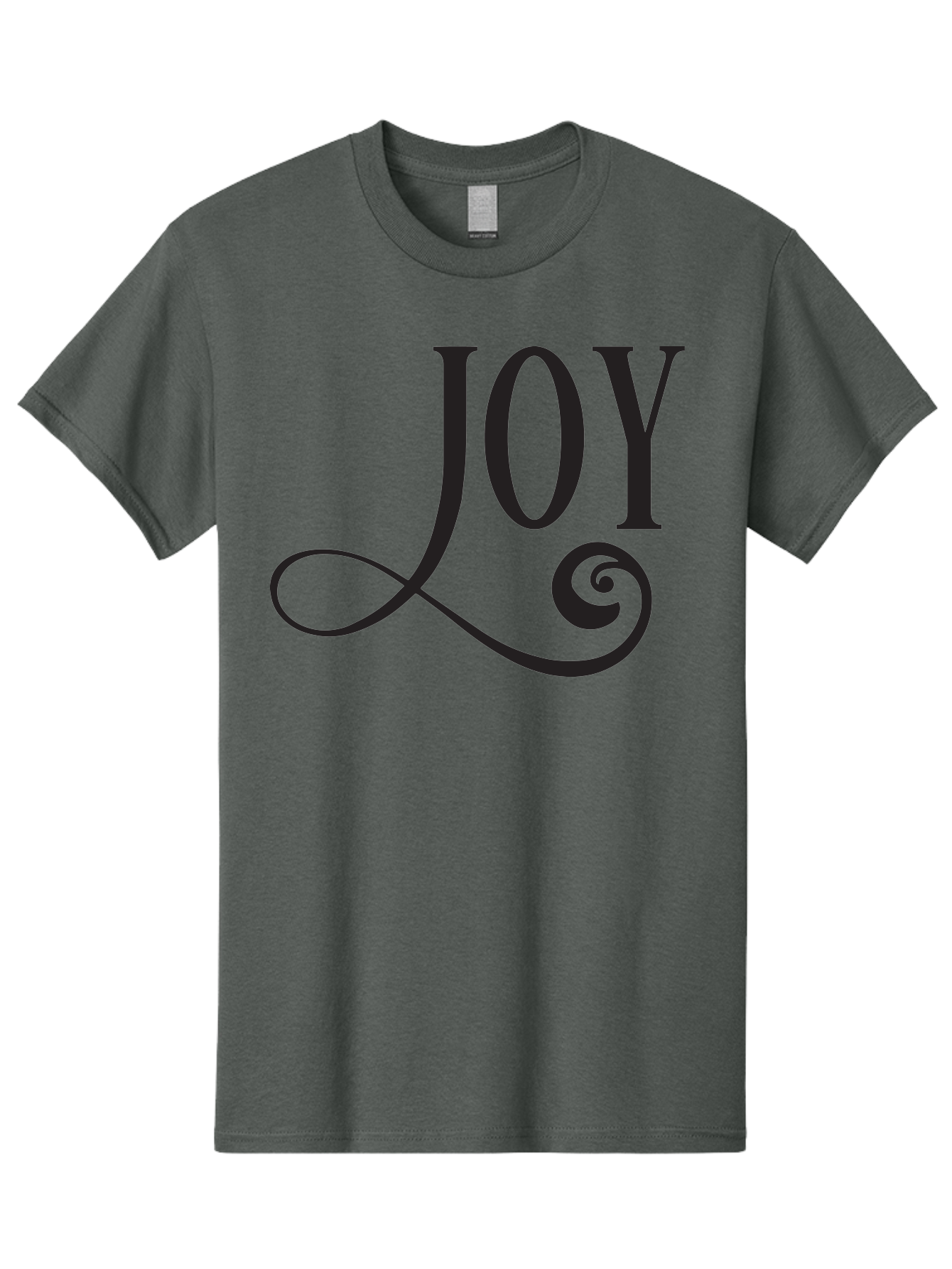 Joy Men'S Graphic Tee, 100% Cotton, Comfortable Casual Summer Wear, Machine Washable, Happiness, Joy, Festive Vibes, Black And Green, Elegant Typography, Swirly Design, Celebration, Festive Season, Holiday Cheer, Inspirational Quote Aac912