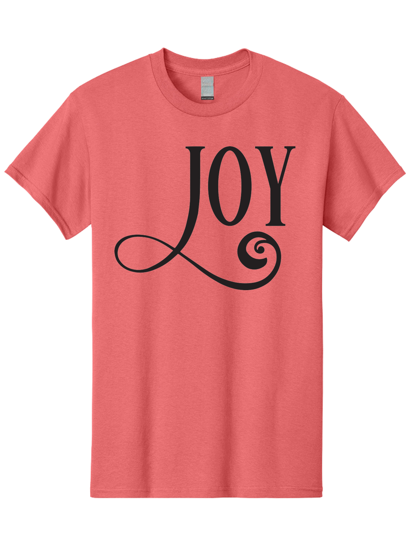 Joy Men'S Graphic Tee, 100% Cotton, Comfortable Casual Summer Wear, Machine Washable, Happiness, Joy, Festive Vibes, Black And Green, Elegant Typography, Swirly Design, Celebration, Festive Season, Holiday Cheer, Inspirational Quote Aac912