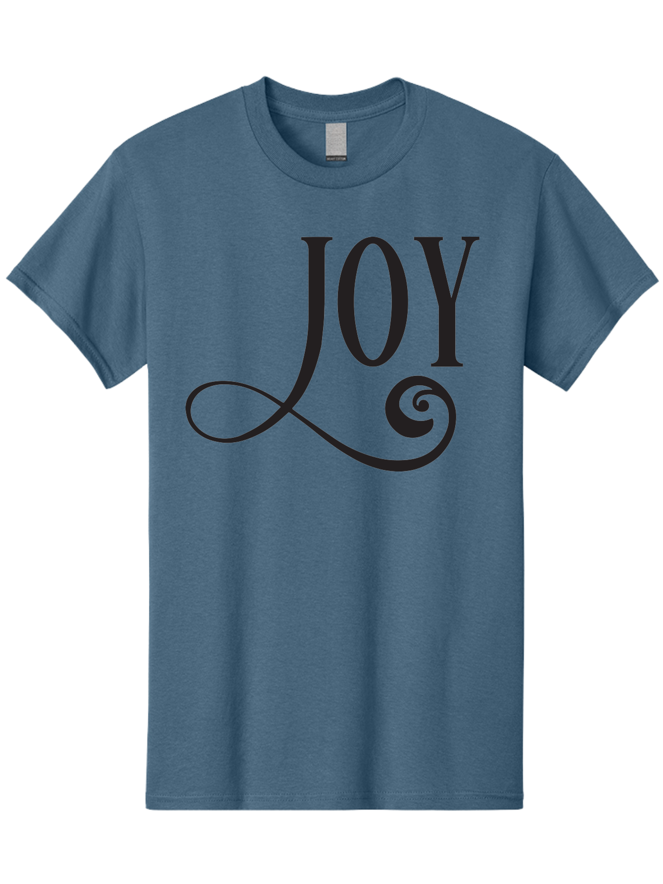 Joy Men'S Graphic Tee, 100% Cotton, Comfortable Casual Summer Wear, Machine Washable, Happiness, Joy, Festive Vibes, Black And Green, Elegant Typography, Swirly Design, Celebration, Festive Season, Holiday Cheer, Inspirational Quote Aac912