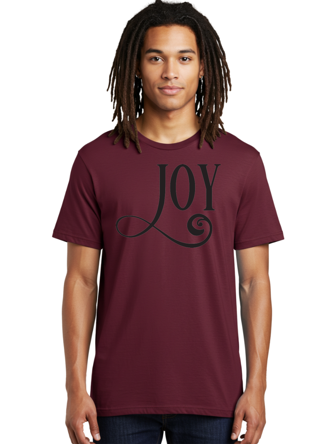 Joy Men'S Graphic Tee, 100% Cotton, Comfortable Casual Summer Wear, Machine Washable, Happiness, Joy, Festive Vibes, Black And Green, Elegant Typography, Swirly Design, Celebration, Festive Season, Holiday Cheer, Inspirational Quote Aac912