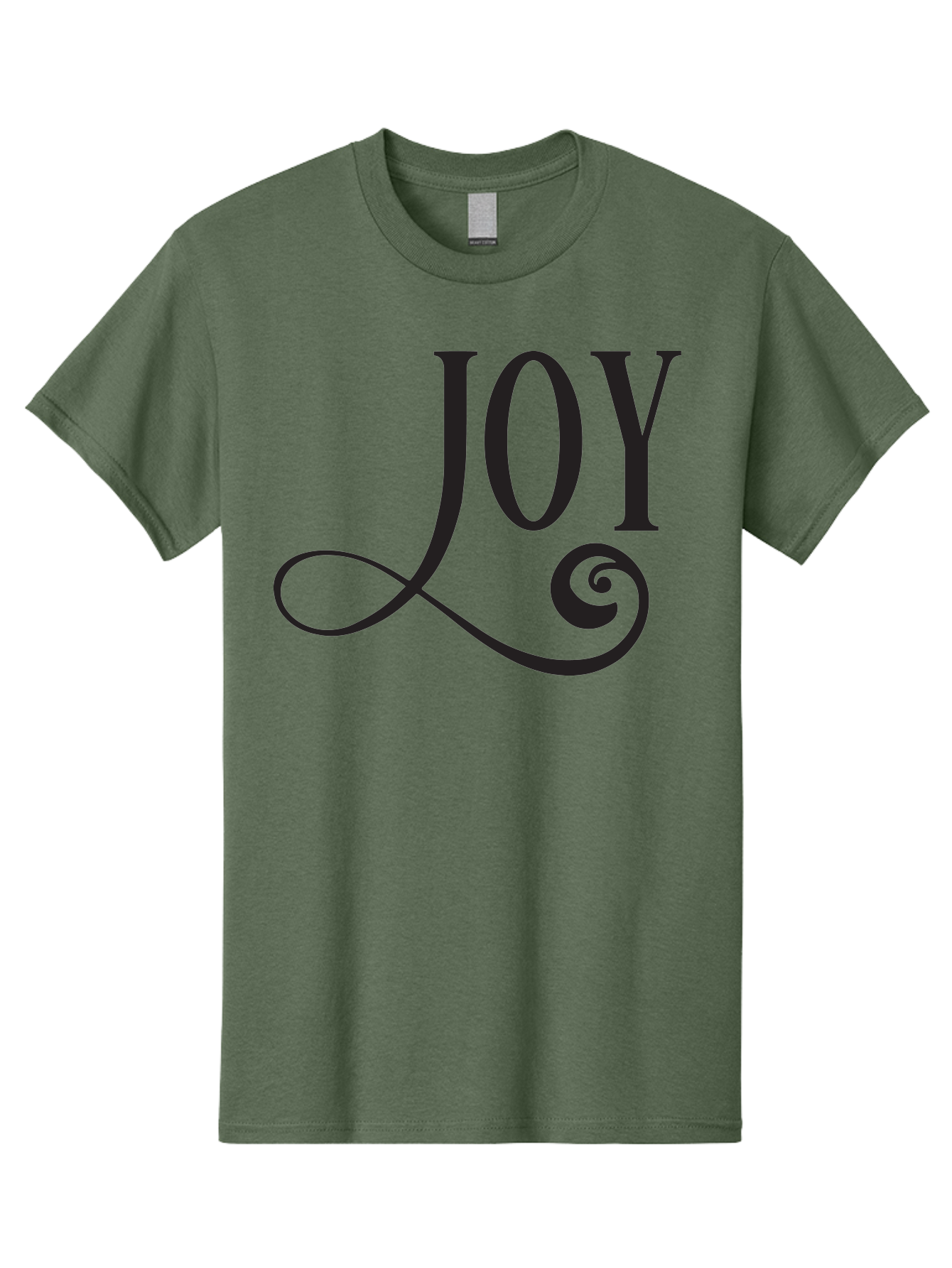 Joy Men'S Graphic Tee, 100% Cotton, Comfortable Casual Summer Wear, Machine Washable, Happiness, Joy, Festive Vibes, Black And Green, Elegant Typography, Swirly Design, Celebration, Festive Season, Holiday Cheer, Inspirational Quote Aac912