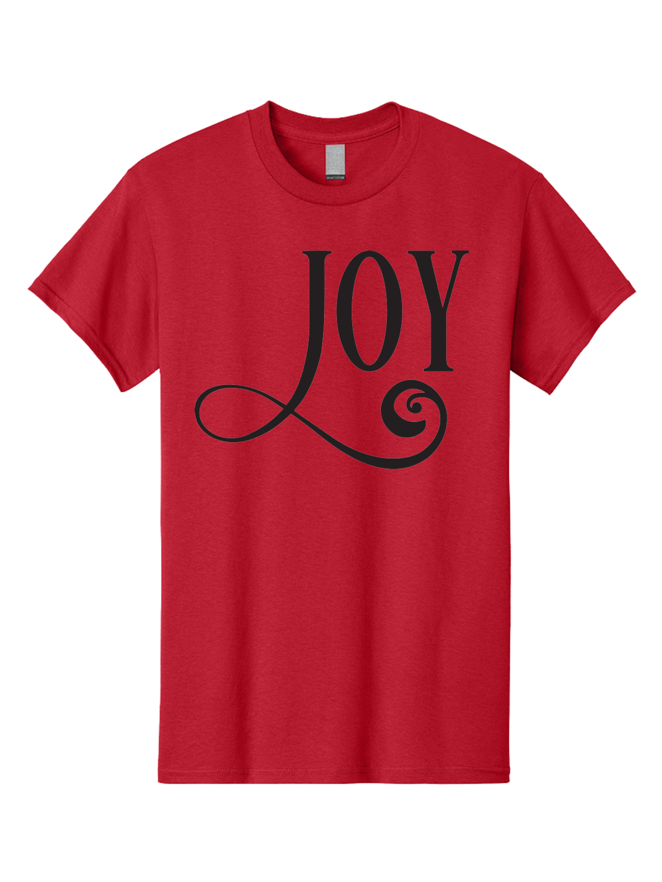 Joy Men'S Graphic Tee, 100% Cotton, Comfortable Casual Summer Wear, Machine Washable, Happiness, Joy, Festive Vibes, Black And Green, Elegant Typography, Swirly Design, Celebration, Festive Season, Holiday Cheer, Inspirational Quote Aac912
