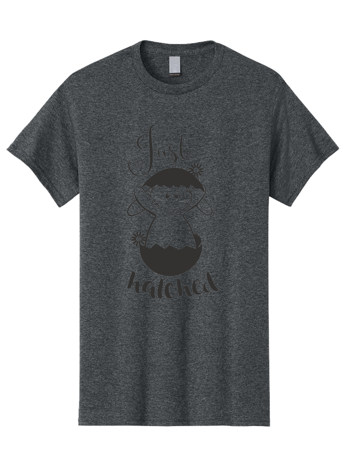 Just-Hatched Men'S Graphic Tee, 100% Cotton, Comfortable Casual Summer Wear, Machine Washable, Cute Cartoon Character, Hatching From Egg, Playful Design, Easter Theme, Funny Illustration, Whimsical Art, Baby Chick, Adorable Graphic Aac915
