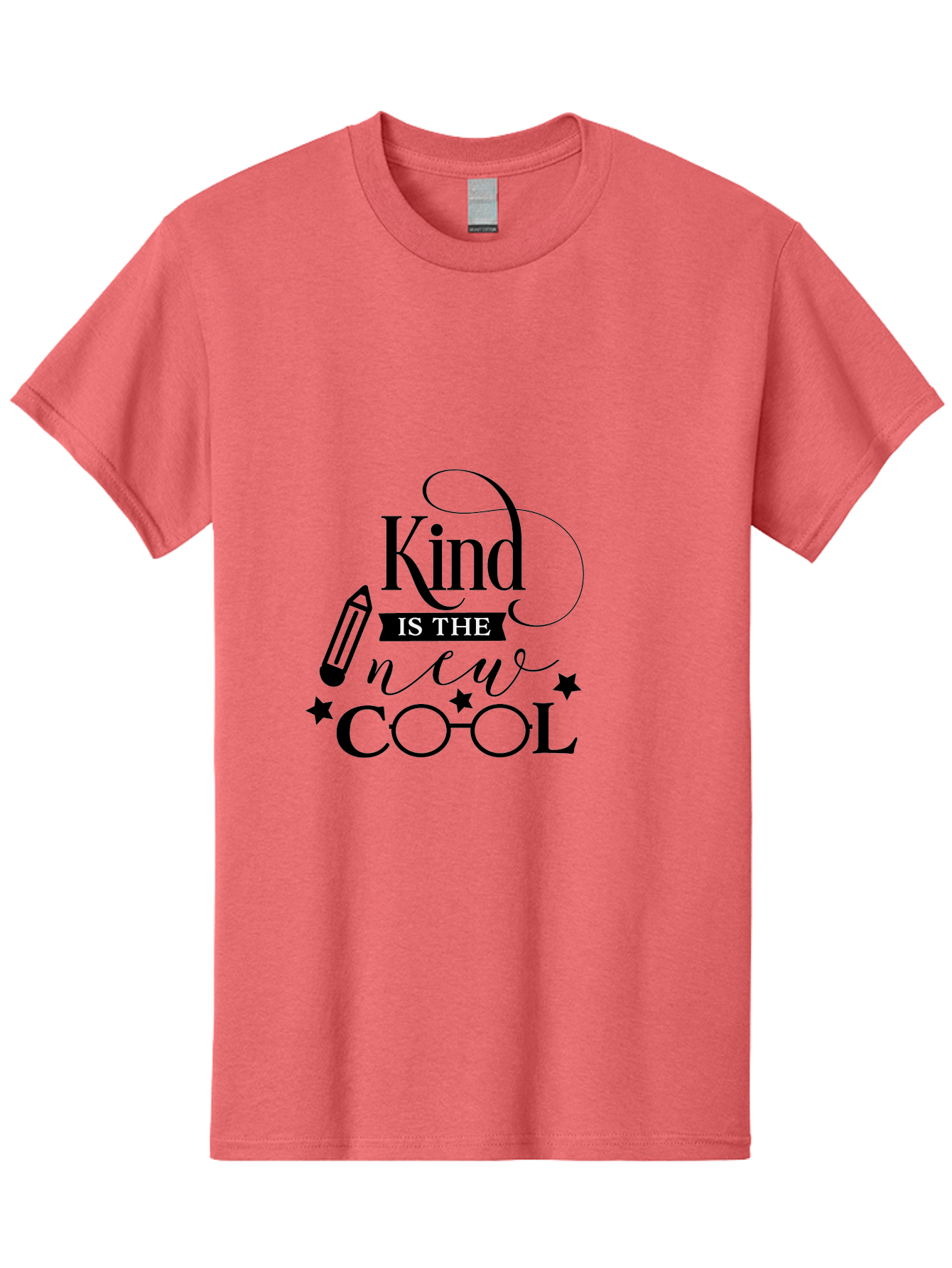 Kind-Is-The-New-Cool Men'S Graphic Tee, 100% Cotton, Comfortable Casual Summer Wear, Machine Washable, Kindness Matters, Inspirational Quote, Positivity, Motivation, Cool Vibes, Pencil Icon, Stars, Trendy Design Elements, Motivational Phrases Aac919