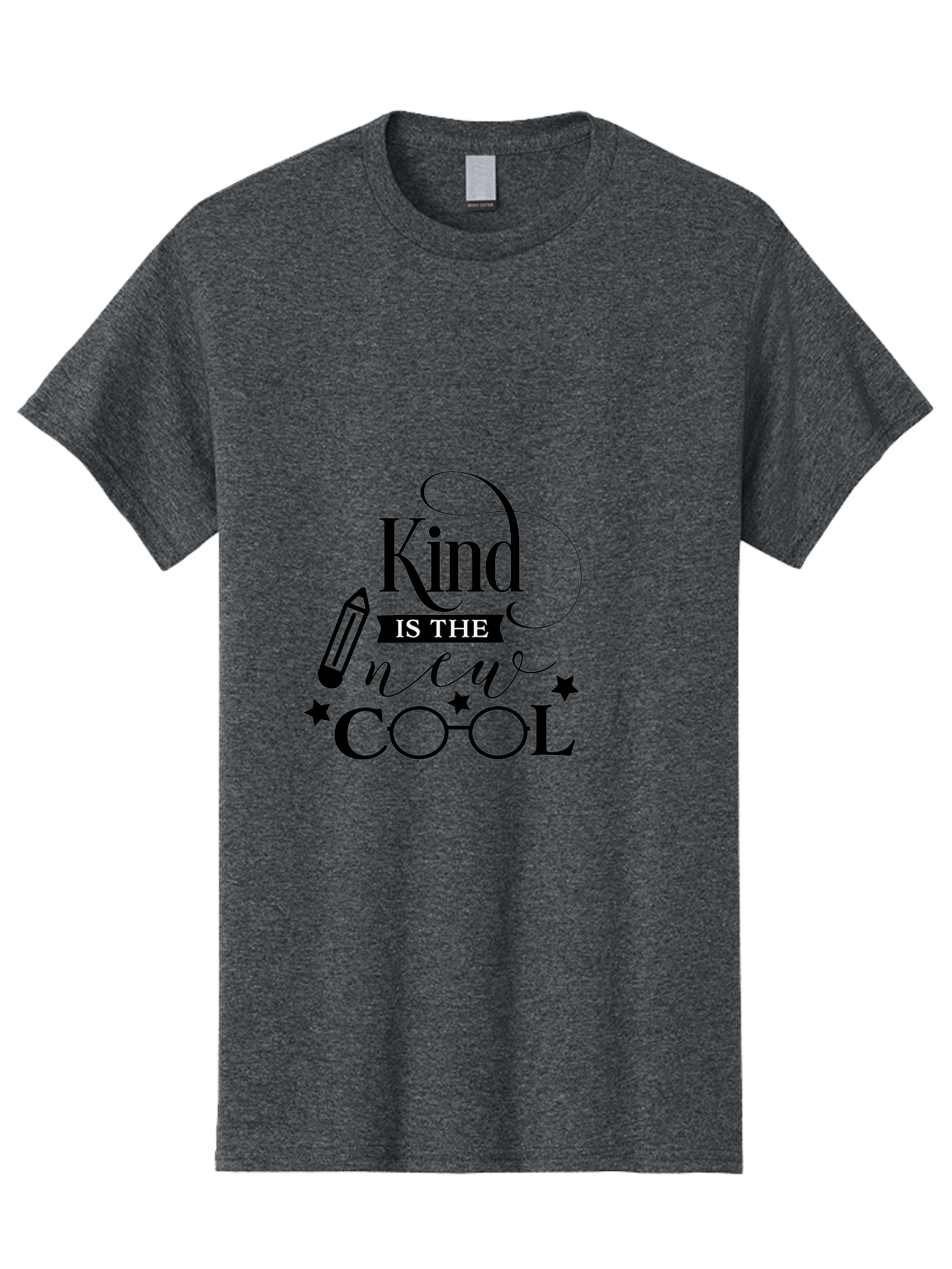Kind-Is-The-New-Cool Men'S Graphic Tee, 100% Cotton, Comfortable Casual Summer Wear, Machine Washable, Kindness Matters, Inspirational Quote, Positivity, Motivation, Cool Vibes, Pencil Icon, Stars, Trendy Design Elements, Motivational Phrases Aac919