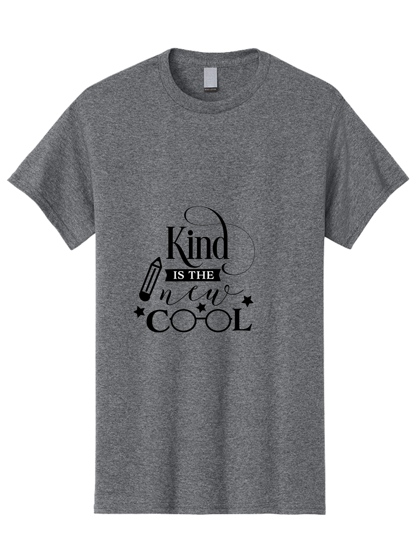 Kind-Is-The-New-Cool Men'S Graphic Tee, 100% Cotton, Comfortable Casual Summer Wear, Machine Washable, Kindness Matters, Inspirational Quote, Positivity, Motivation, Cool Vibes, Pencil Icon, Stars, Trendy Design Elements, Motivational Phrases Aac919