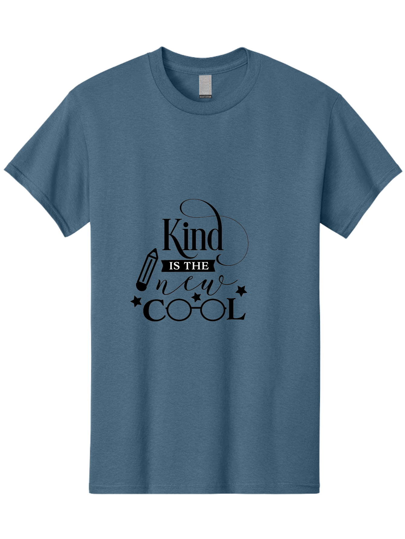 Kind-Is-The-New-Cool Men'S Graphic Tee, 100% Cotton, Comfortable Casual Summer Wear, Machine Washable, Kindness Matters, Inspirational Quote, Positivity, Motivation, Cool Vibes, Pencil Icon, Stars, Trendy Design Elements, Motivational Phrases Aac919