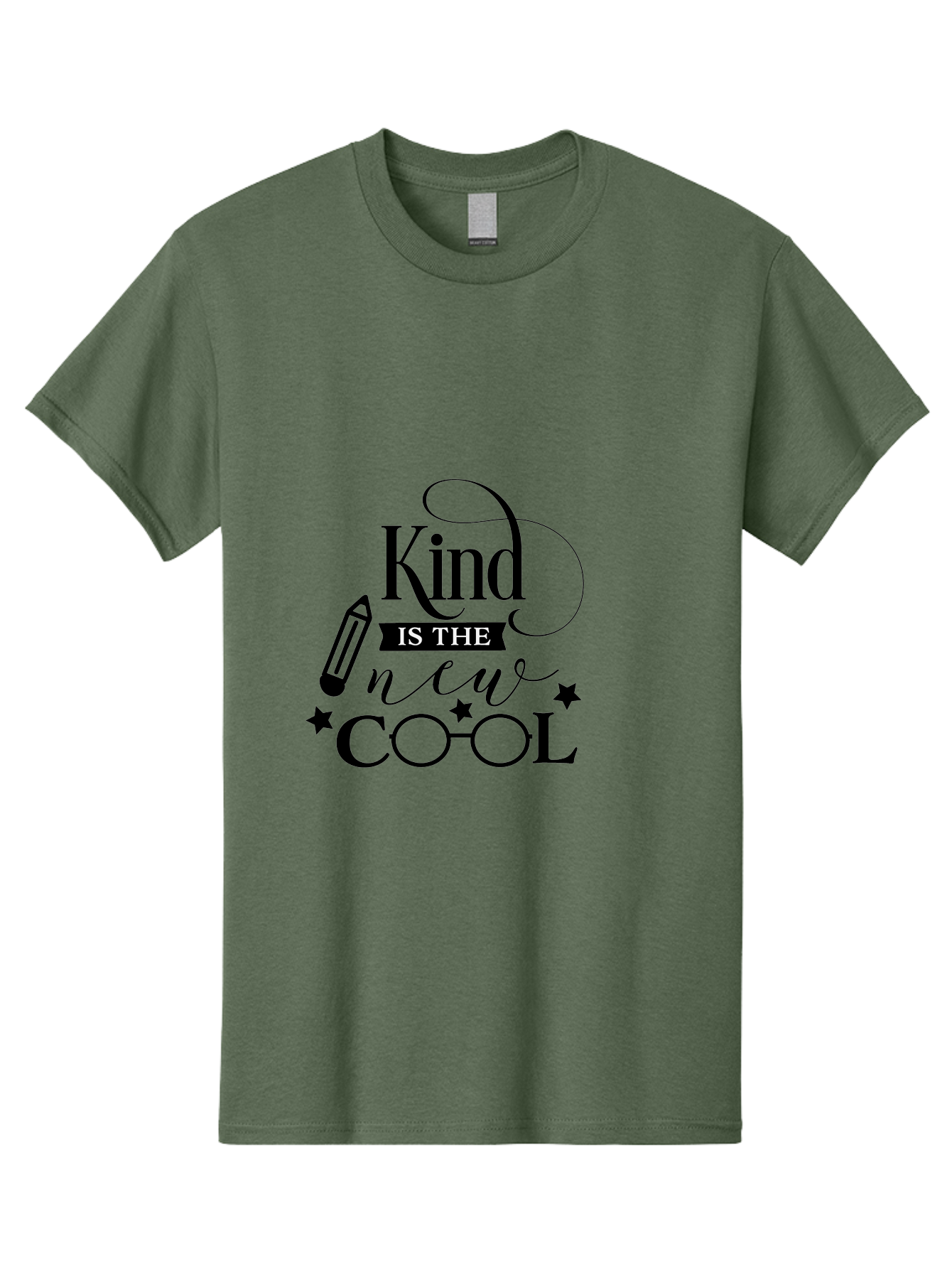 Kind-Is-The-New-Cool Men'S Graphic Tee, 100% Cotton, Comfortable Casual Summer Wear, Machine Washable, Kindness Matters, Inspirational Quote, Positivity, Motivation, Cool Vibes, Pencil Icon, Stars, Trendy Design Elements, Motivational Phrases Aac919