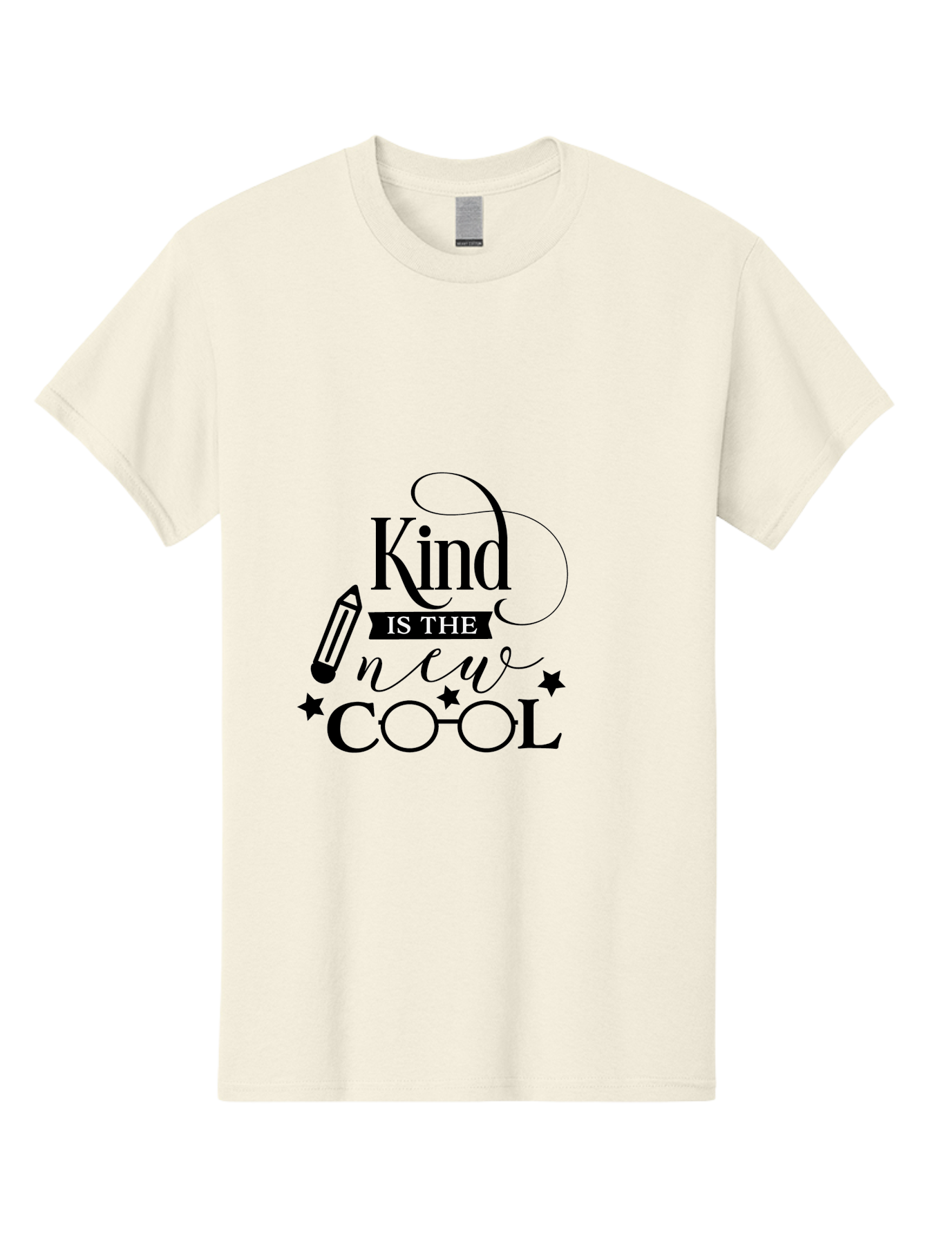 Kind-Is-The-New-Cool Men'S Graphic Tee, 100% Cotton, Comfortable Casual Summer Wear, Machine Washable, Kindness Matters, Inspirational Quote, Positivity, Motivation, Cool Vibes, Pencil Icon, Stars, Trendy Design Elements, Motivational Phrases Aac919