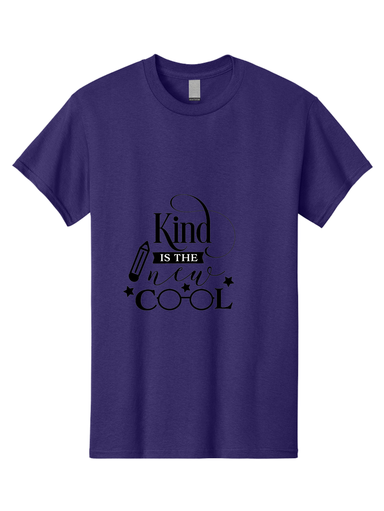 Kind-Is-The-New-Cool Men'S Graphic Tee, 100% Cotton, Comfortable Casual Summer Wear, Machine Washable, Kindness Matters, Inspirational Quote, Positivity, Motivation, Cool Vibes, Pencil Icon, Stars, Trendy Design Elements, Motivational Phrases Aac919