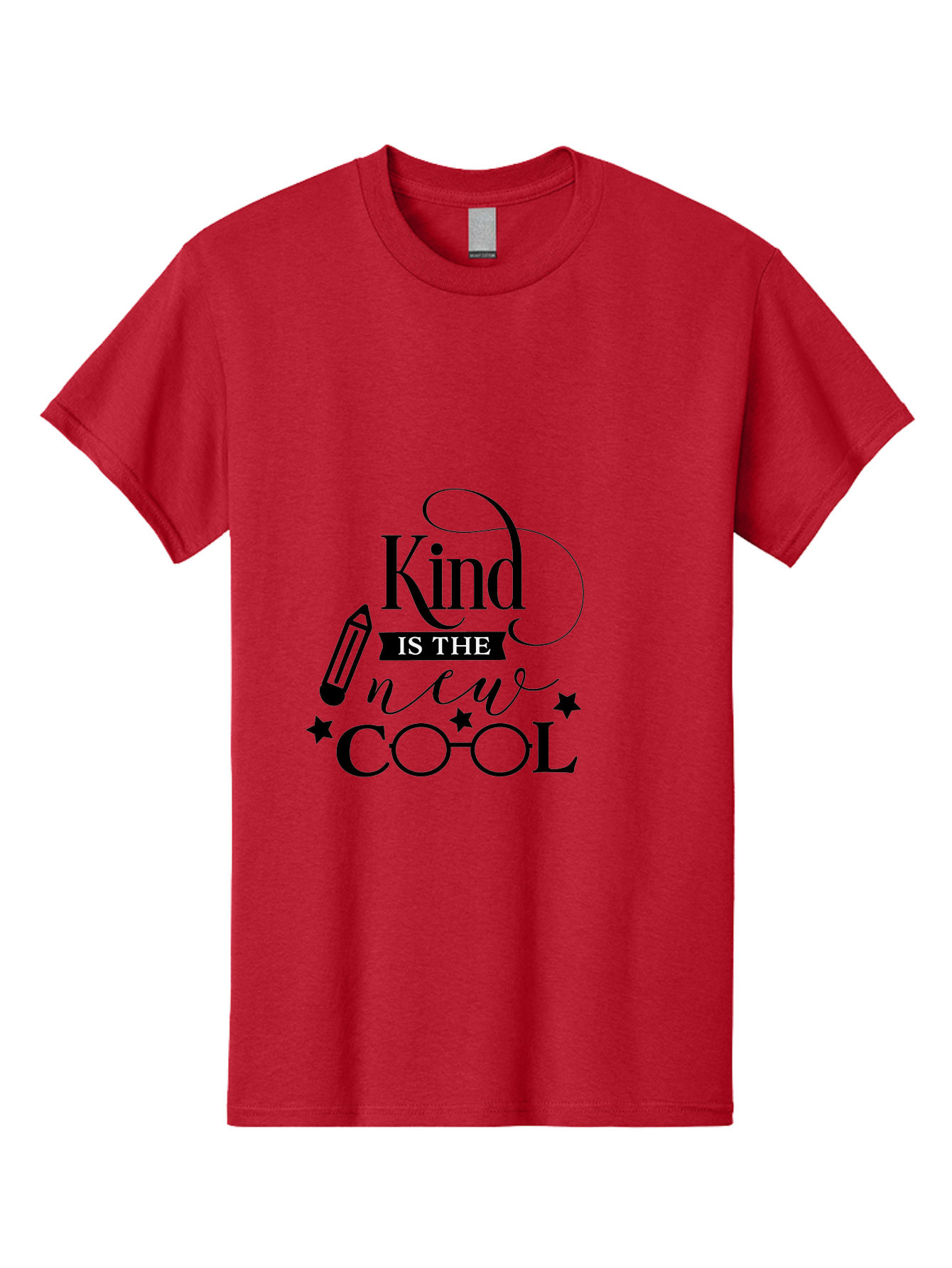 Kind-Is-The-New-Cool Men'S Graphic Tee, 100% Cotton, Comfortable Casual Summer Wear, Machine Washable, Kindness Matters, Inspirational Quote, Positivity, Motivation, Cool Vibes, Pencil Icon, Stars, Trendy Design Elements, Motivational Phrases Aac919