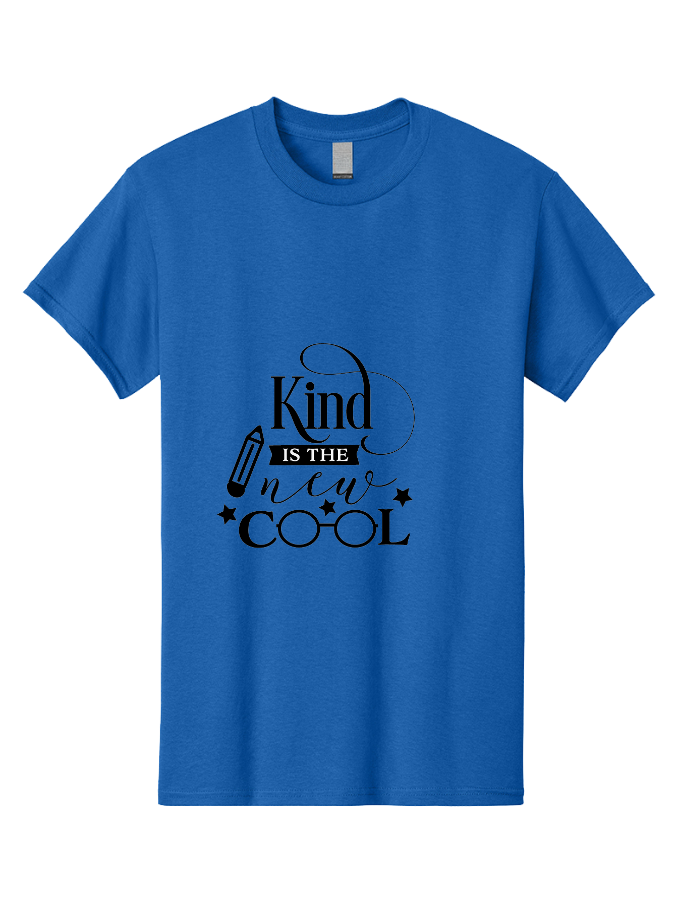 Kind-Is-The-New-Cool Men'S Graphic Tee, 100% Cotton, Comfortable Casual Summer Wear, Machine Washable, Kindness Matters, Inspirational Quote, Positivity, Motivation, Cool Vibes, Pencil Icon, Stars, Trendy Design Elements, Motivational Phrases Aac919