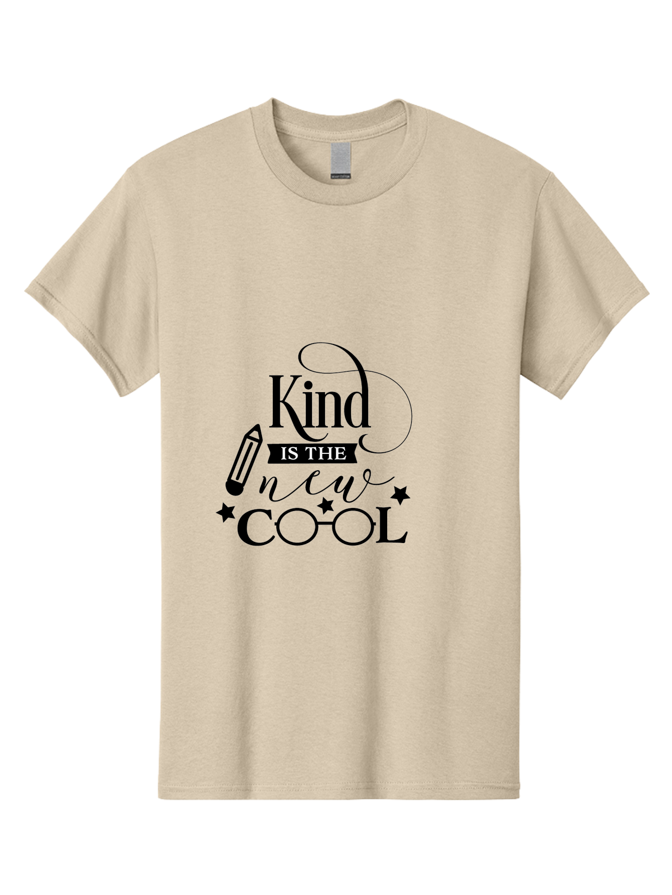 Kind-Is-The-New-Cool Men'S Graphic Tee, 100% Cotton, Comfortable Casual Summer Wear, Machine Washable, Kindness Matters, Inspirational Quote, Positivity, Motivation, Cool Vibes, Pencil Icon, Stars, Trendy Design Elements, Motivational Phrases Aac919