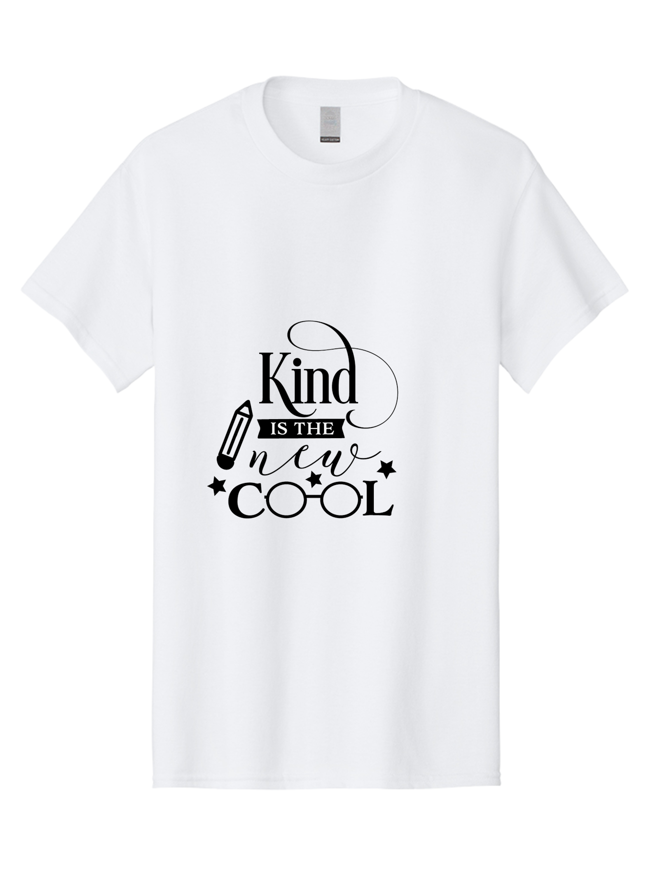 Kind-Is-The-New-Cool Men'S Graphic Tee, 100% Cotton, Comfortable Casual Summer Wear, Machine Washable, Kindness Matters, Inspirational Quote, Positivity, Motivation, Cool Vibes, Pencil Icon, Stars, Trendy Design Elements, Motivational Phrases Aac919