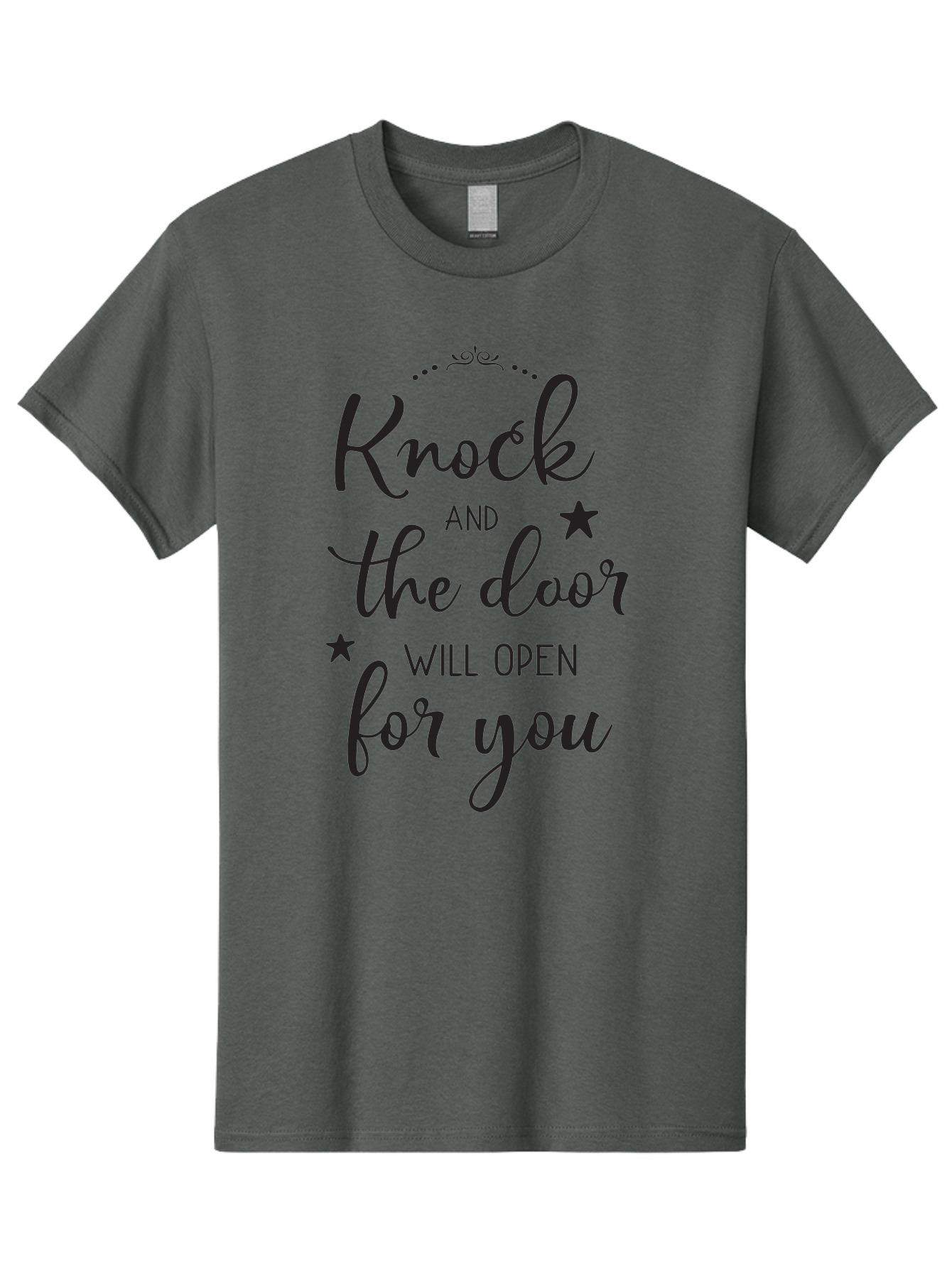 Knock-And-The-Door-Will-Open-For-You Men'S Graphic Tee, 100% Cotton, Comfortable Casual Summer Wear, Machine Washable, Motivational Quote, Inspiring Words, Positive Affirmation, Knock And The Door Will Open, Opportunity Knocks, Success Mantra, Aac922