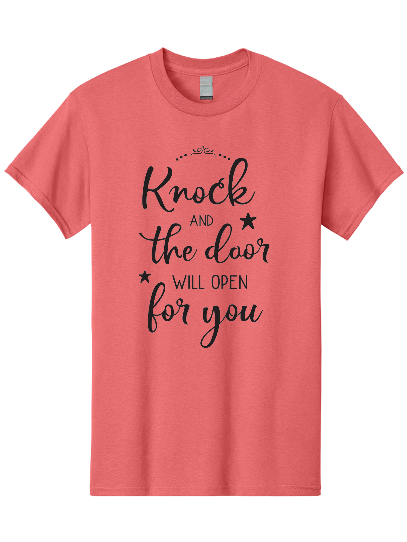 Knock-And-The-Door-Will-Open-For-You Men'S Graphic Tee, 100% Cotton, Comfortable Casual Summer Wear, Machine Washable, Motivational Quote, Inspiring Words, Positive Affirmation, Knock And The Door Will Open, Opportunity Knocks, Success Mantra, Aac922