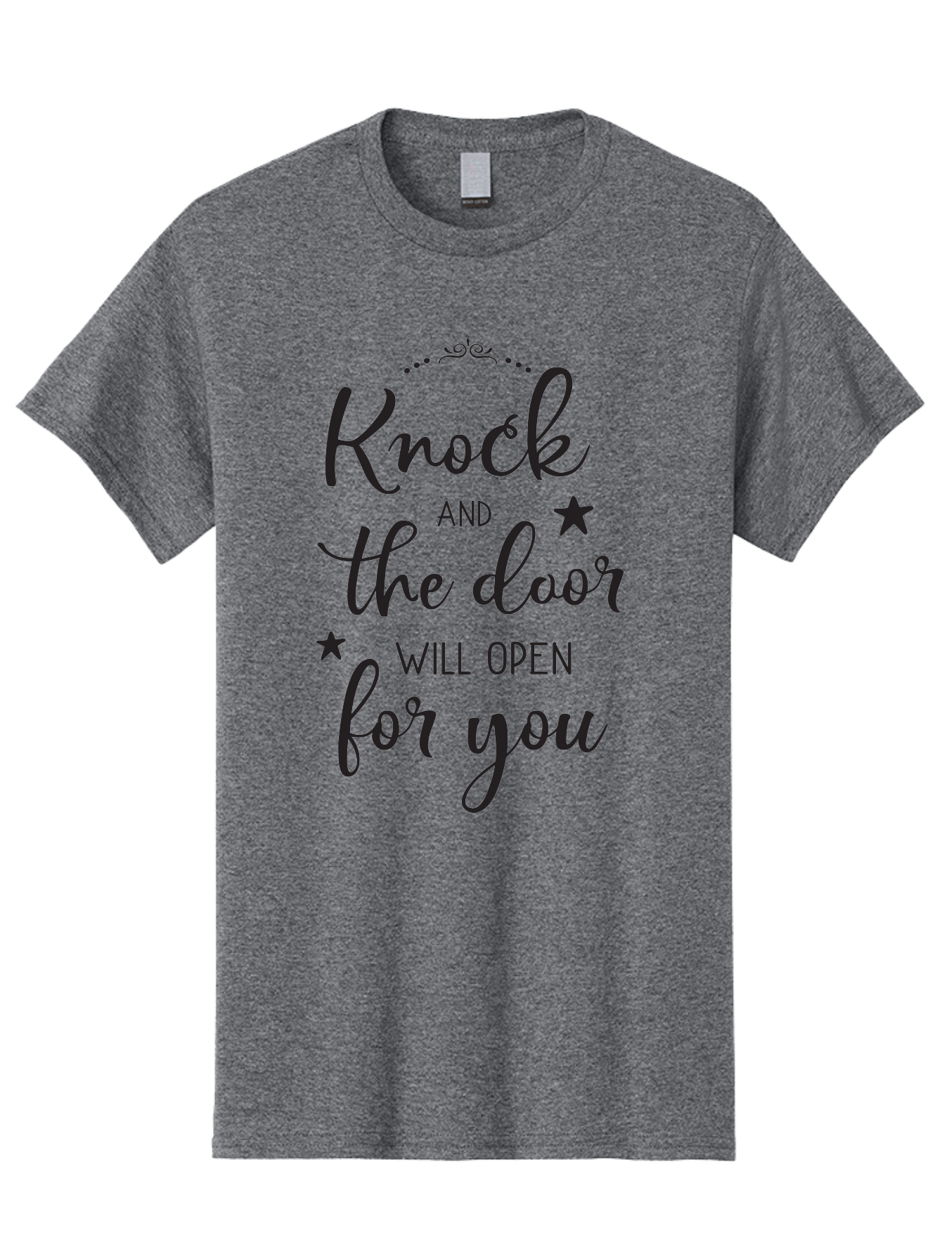 Knock-And-The-Door-Will-Open-For-You Men'S Graphic Tee, 100% Cotton, Comfortable Casual Summer Wear, Machine Washable, Motivational Quote, Inspiring Words, Positive Affirmation, Knock And The Door Will Open, Opportunity Knocks, Success Mantra, Aac922