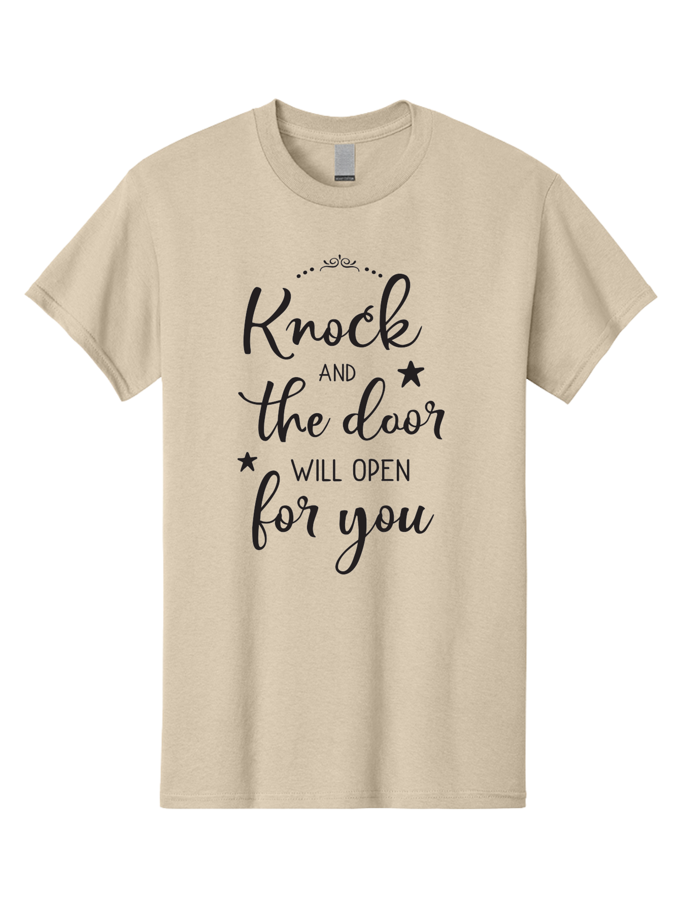 Knock-And-The-Door-Will-Open-For-You Men'S Graphic Tee, 100% Cotton, Comfortable Casual Summer Wear, Machine Washable, Motivational Quote, Inspiring Words, Positive Affirmation, Knock And The Door Will Open, Opportunity Knocks, Success Mantra, Aac922