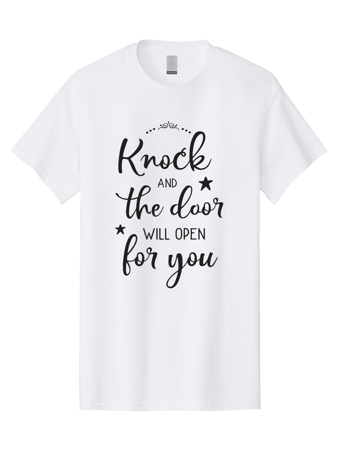 Knock-And-The-Door-Will-Open-For-You Men'S Graphic Tee, 100% Cotton, Comfortable Casual Summer Wear, Machine Washable, Motivational Quote, Inspiring Words, Positive Affirmation, Knock And The Door Will Open, Opportunity Knocks, Success Mantra, Aac922