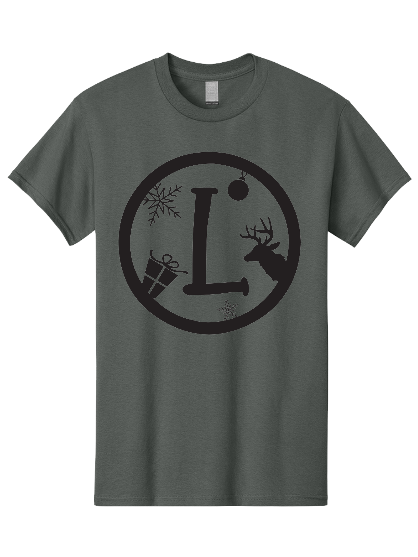 L Men'S Graphic Tee, 100% Cotton, Comfortable Casual Summer Wear, Machine Washable, Christmas Decorations, Holiday Gifts, Winter Snowflakes, Reindeer Silhouette, Festive Atmosphere, Seasonal Ornaments, Gift Wrapping Aac923