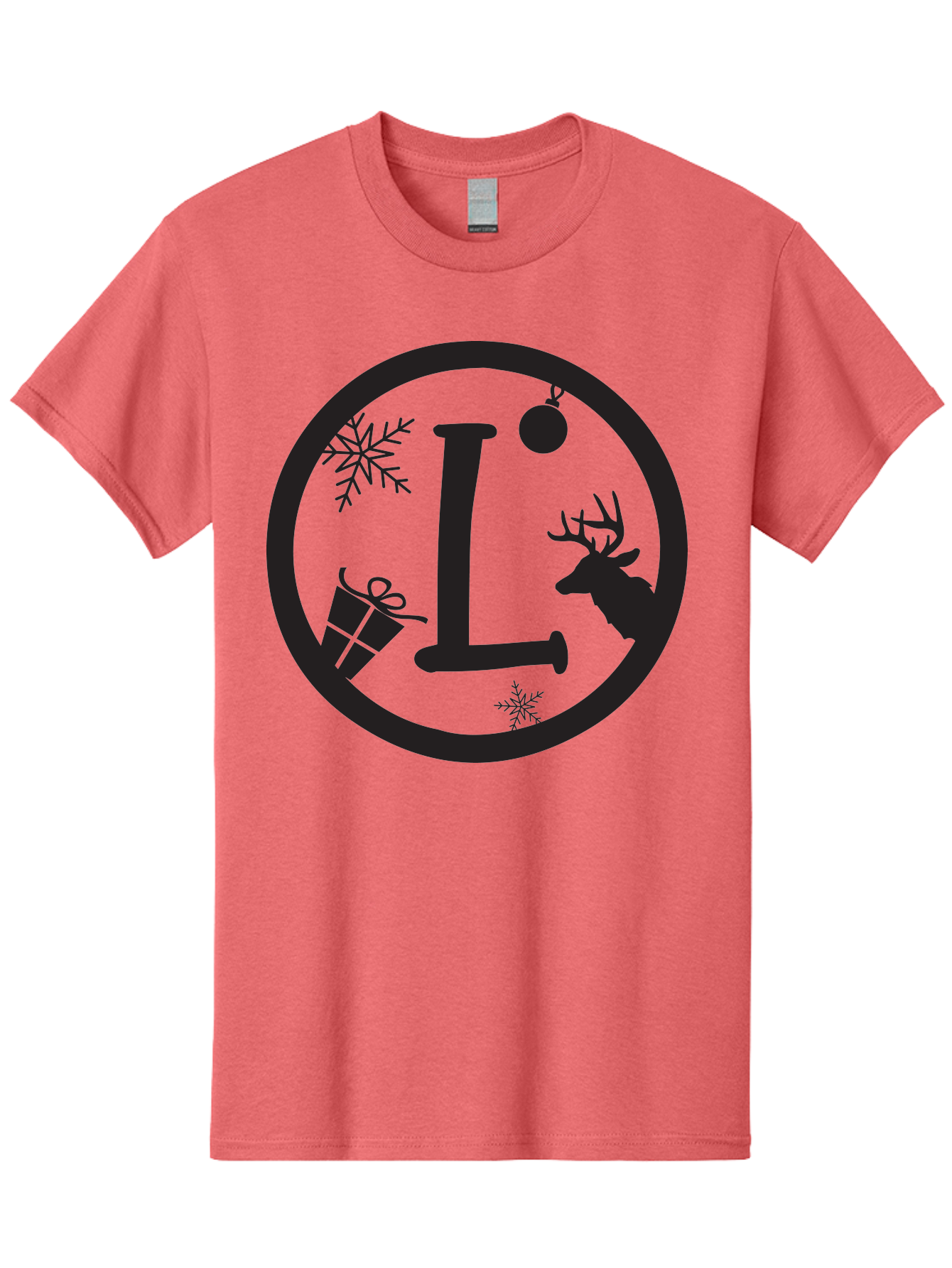 L Men'S Graphic Tee, 100% Cotton, Comfortable Casual Summer Wear, Machine Washable, Christmas Decorations, Holiday Gifts, Winter Snowflakes, Reindeer Silhouette, Festive Atmosphere, Seasonal Ornaments, Gift Wrapping Aac923