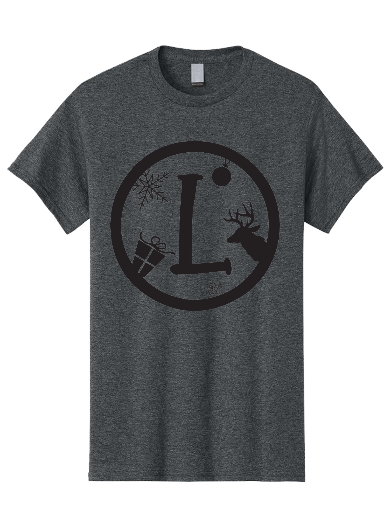 L Men'S Graphic Tee, 100% Cotton, Comfortable Casual Summer Wear, Machine Washable, Christmas Decorations, Holiday Gifts, Winter Snowflakes, Reindeer Silhouette, Festive Atmosphere, Seasonal Ornaments, Gift Wrapping Aac923