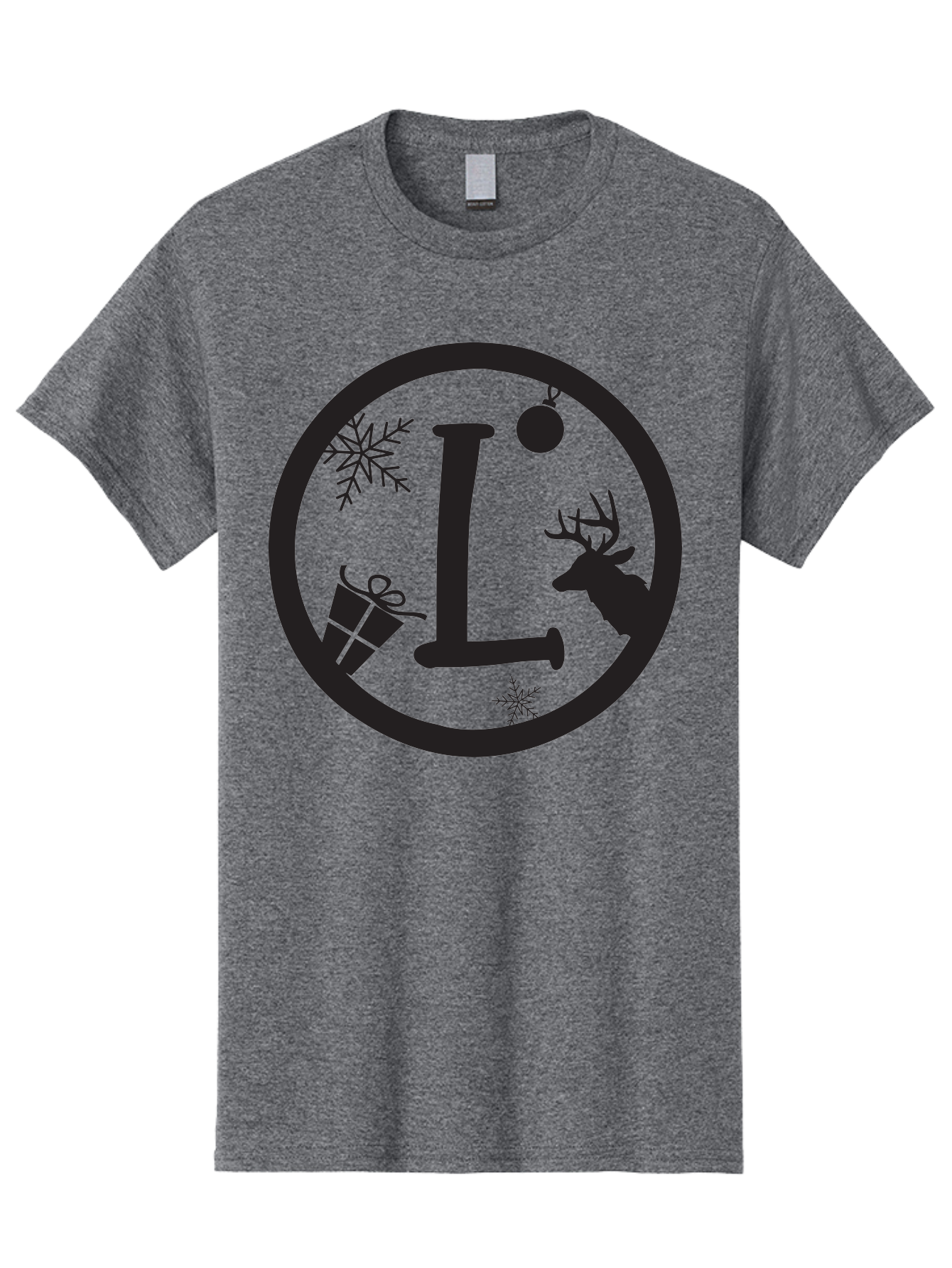 L Men'S Graphic Tee, 100% Cotton, Comfortable Casual Summer Wear, Machine Washable, Christmas Decorations, Holiday Gifts, Winter Snowflakes, Reindeer Silhouette, Festive Atmosphere, Seasonal Ornaments, Gift Wrapping Aac923