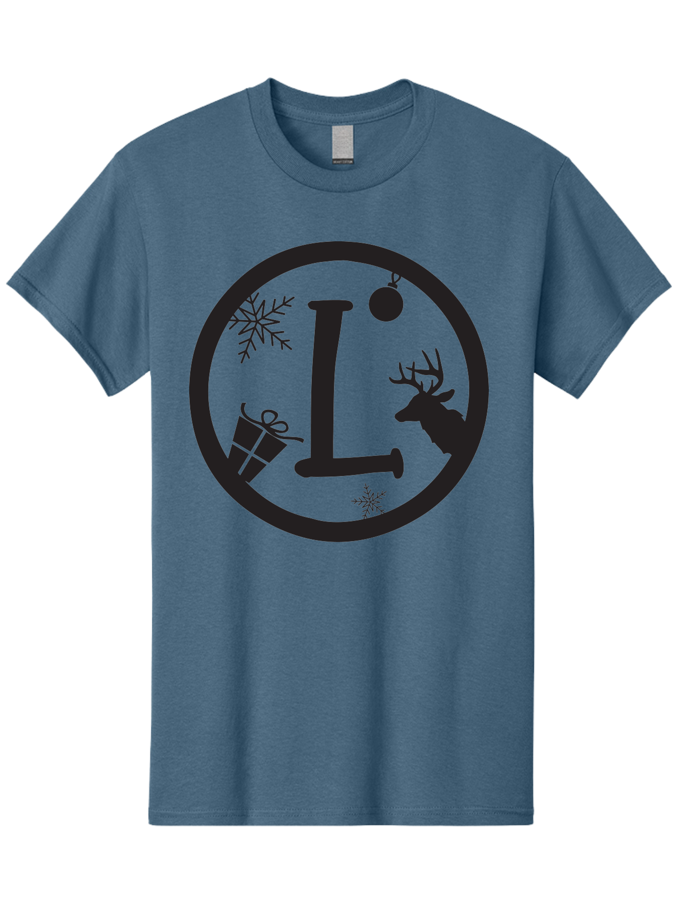 L Men'S Graphic Tee, 100% Cotton, Comfortable Casual Summer Wear, Machine Washable, Christmas Decorations, Holiday Gifts, Winter Snowflakes, Reindeer Silhouette, Festive Atmosphere, Seasonal Ornaments, Gift Wrapping Aac923