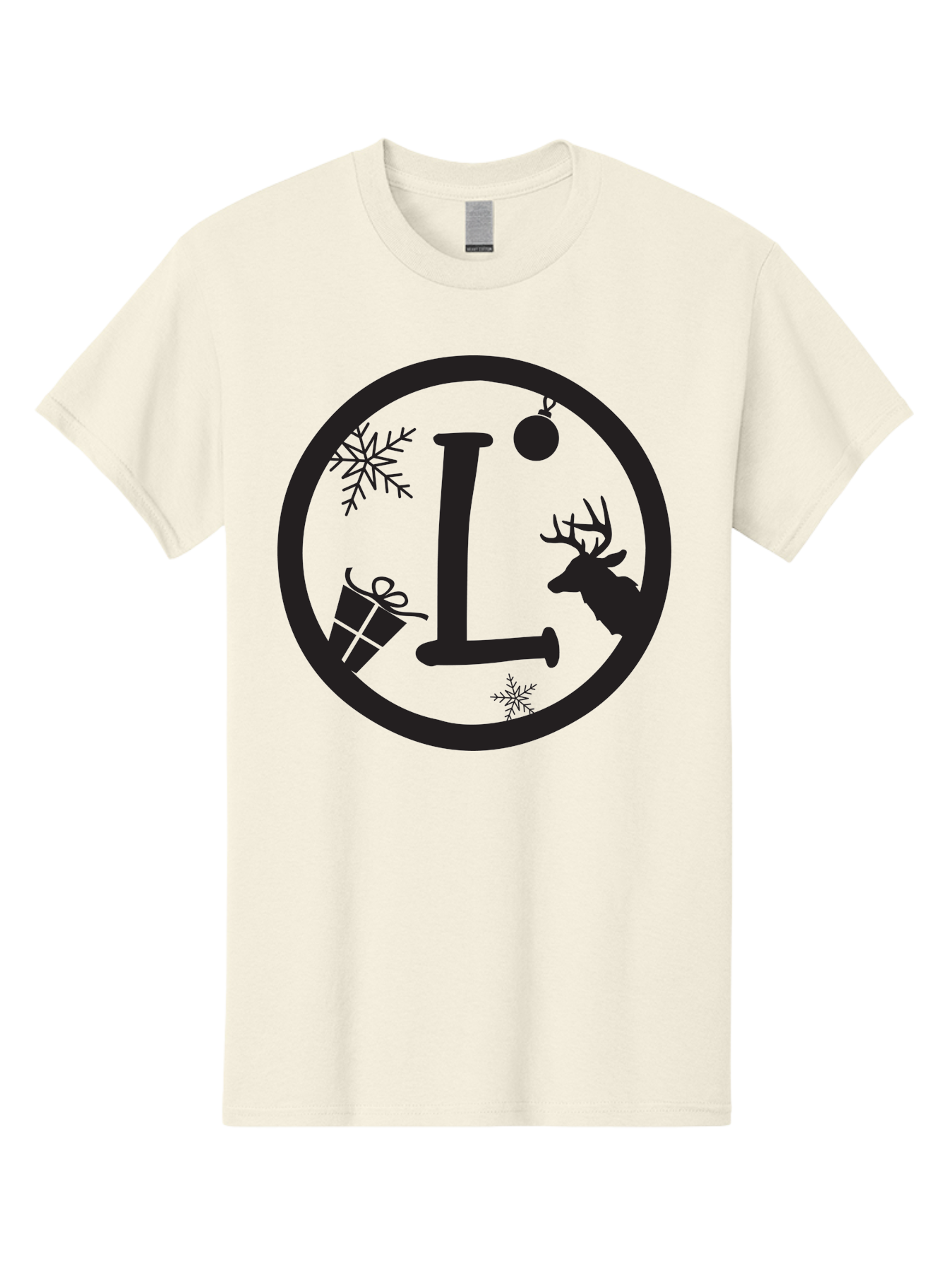 L Men'S Graphic Tee, 100% Cotton, Comfortable Casual Summer Wear, Machine Washable, Christmas Decorations, Holiday Gifts, Winter Snowflakes, Reindeer Silhouette, Festive Atmosphere, Seasonal Ornaments, Gift Wrapping Aac923