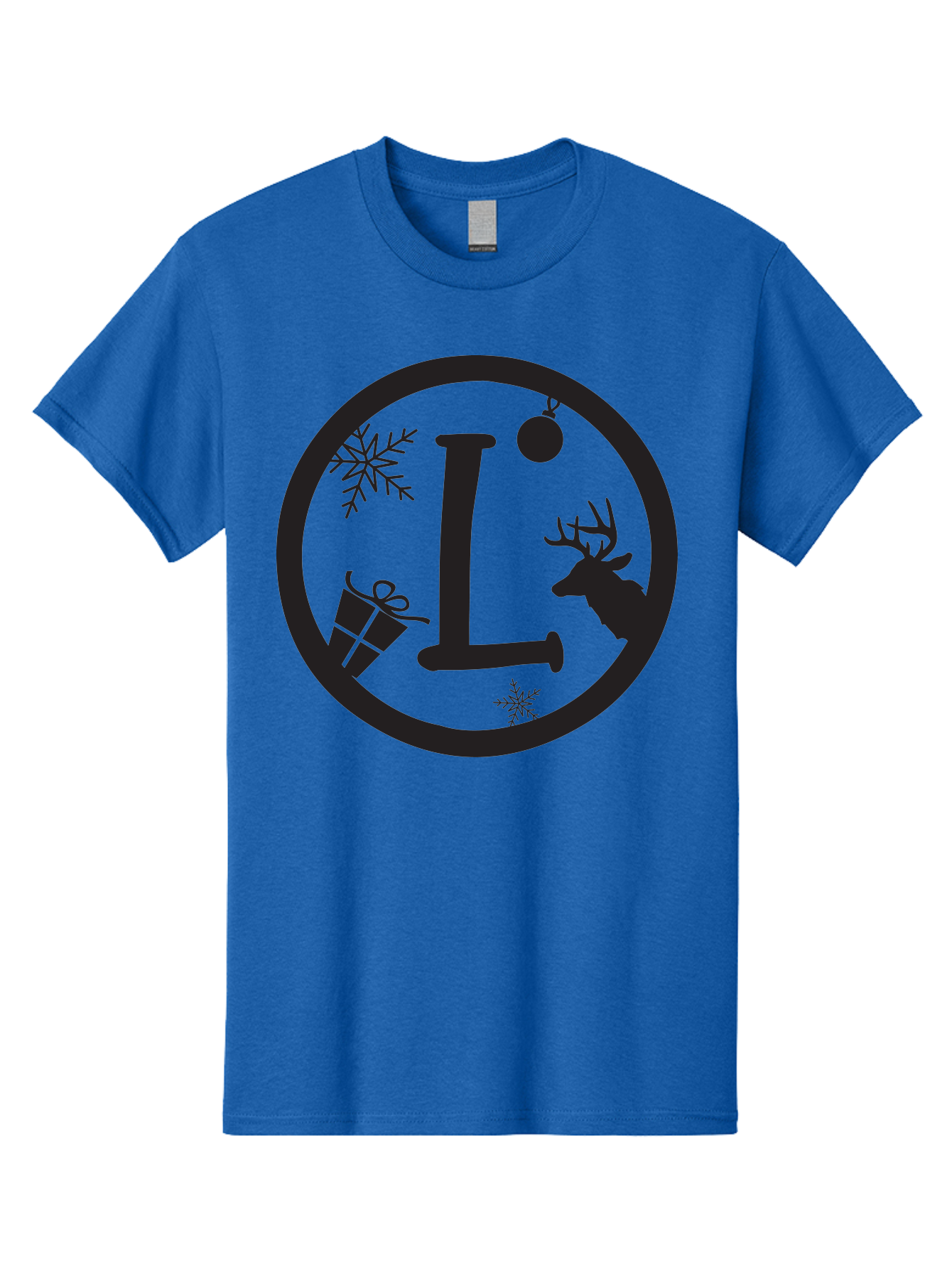 L Men'S Graphic Tee, 100% Cotton, Comfortable Casual Summer Wear, Machine Washable, Christmas Decorations, Holiday Gifts, Winter Snowflakes, Reindeer Silhouette, Festive Atmosphere, Seasonal Ornaments, Gift Wrapping Aac923