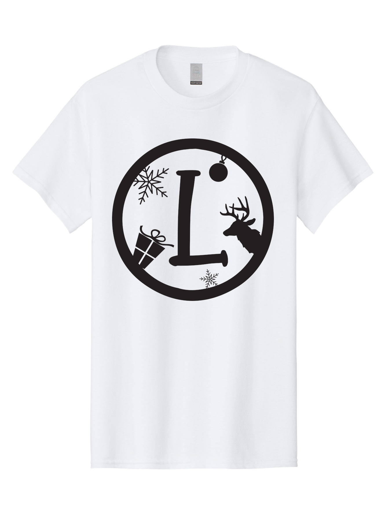 L Men'S Graphic Tee, 100% Cotton, Comfortable Casual Summer Wear, Machine Washable, Christmas Decorations, Holiday Gifts, Winter Snowflakes, Reindeer Silhouette, Festive Atmosphere, Seasonal Ornaments, Gift Wrapping Aac923