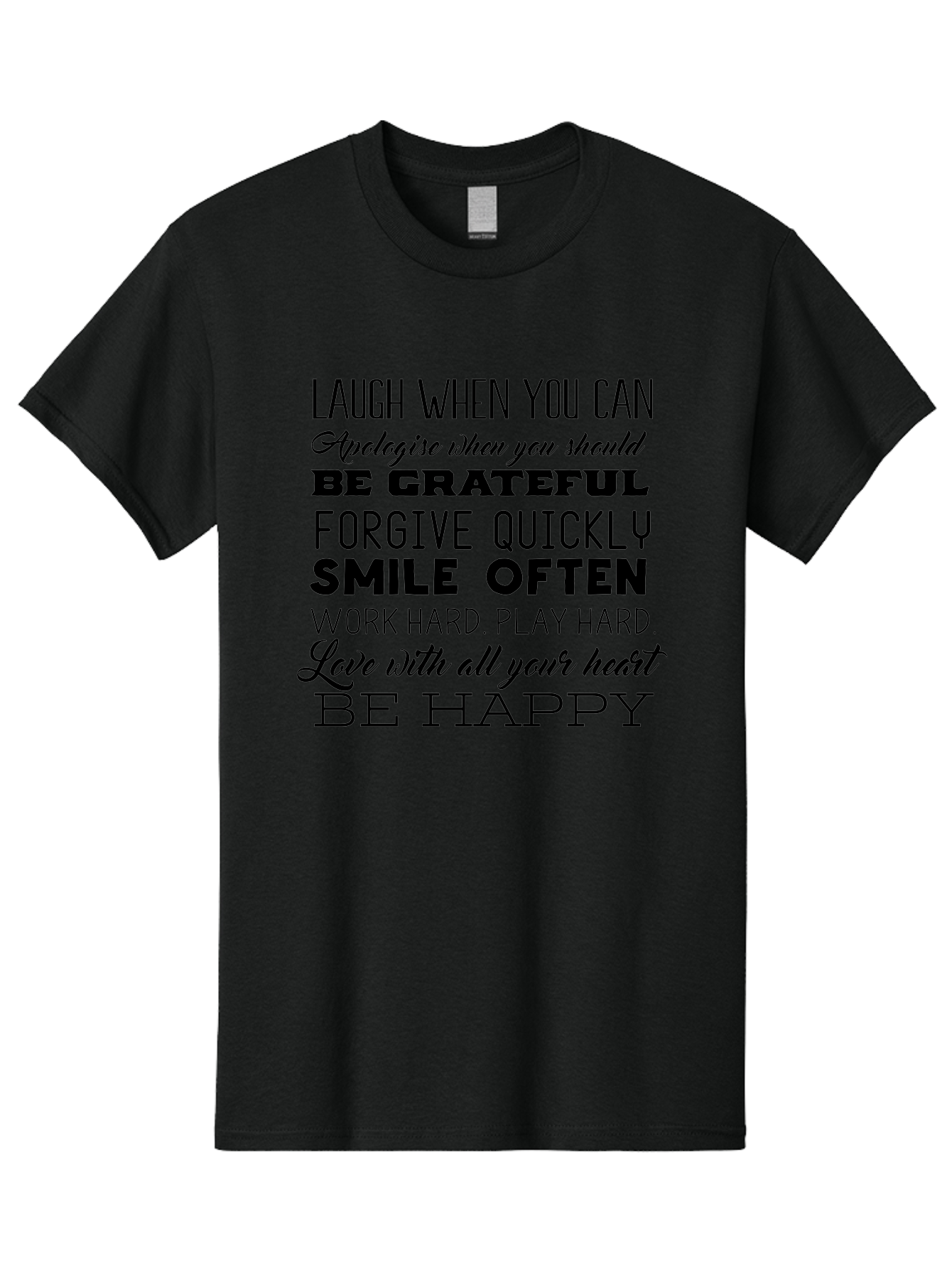 Laugh-When-You-Can Men'S Graphic Tee, 100% Cotton, Comfortable Casual Summer Wear, Machine Washable, Inspirational Quotes, Motivational Messages, Positive Affirmations, Happiness, Gratitude, Forgiveness, Smiling, Hard Work, Love Aac926