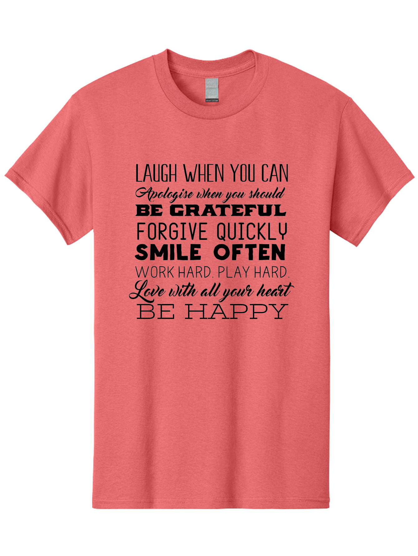 Laugh-When-You-Can Men'S Graphic Tee, 100% Cotton, Comfortable Casual Summer Wear, Machine Washable, Inspirational Quotes, Motivational Messages, Positive Affirmations, Happiness, Gratitude, Forgiveness, Smiling, Hard Work, Love Aac926
