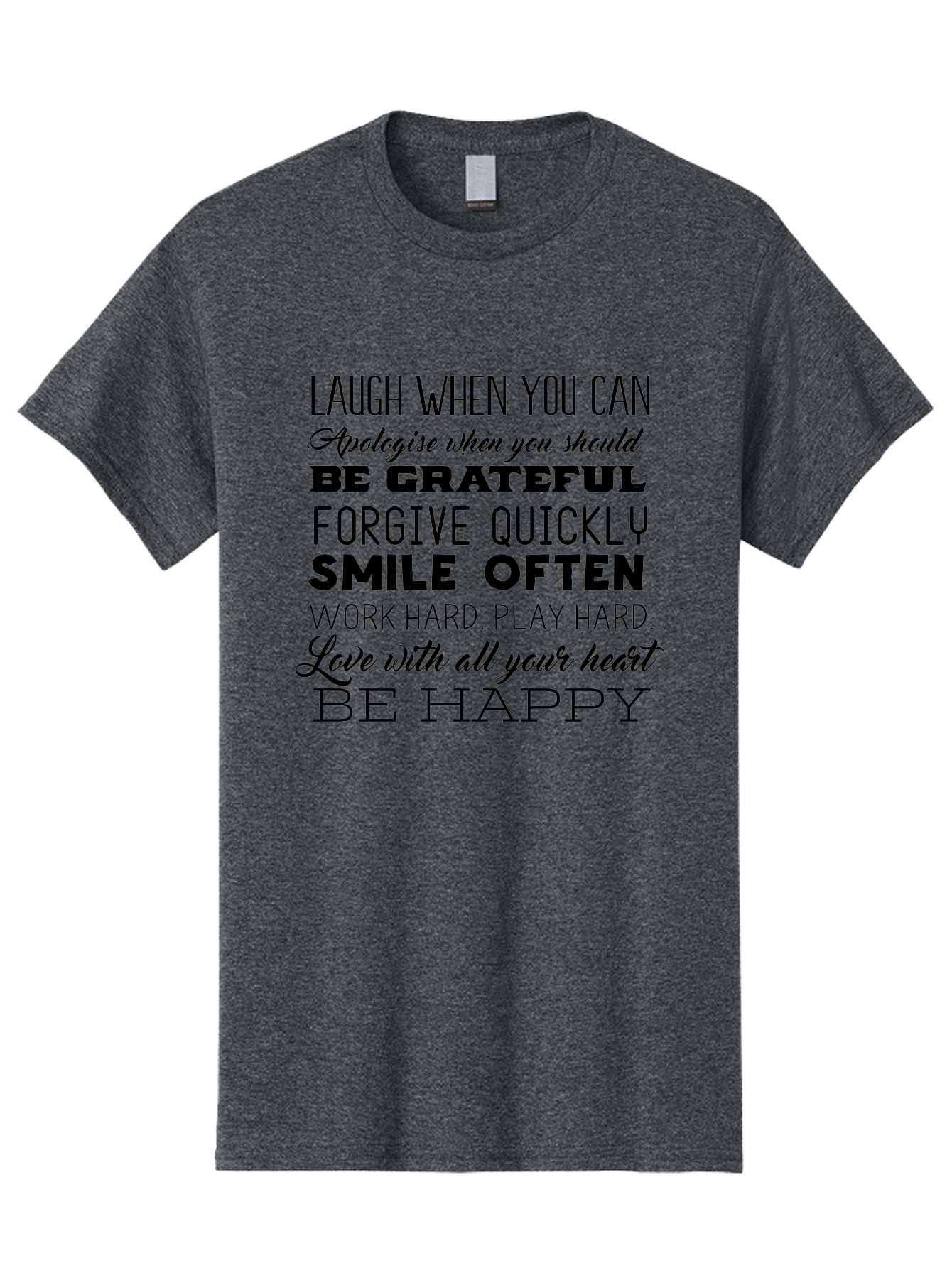 Laugh-When-You-Can Men'S Graphic Tee, 100% Cotton, Comfortable Casual Summer Wear, Machine Washable, Inspirational Quotes, Motivational Messages, Positive Affirmations, Happiness, Gratitude, Forgiveness, Smiling, Hard Work, Love Aac926