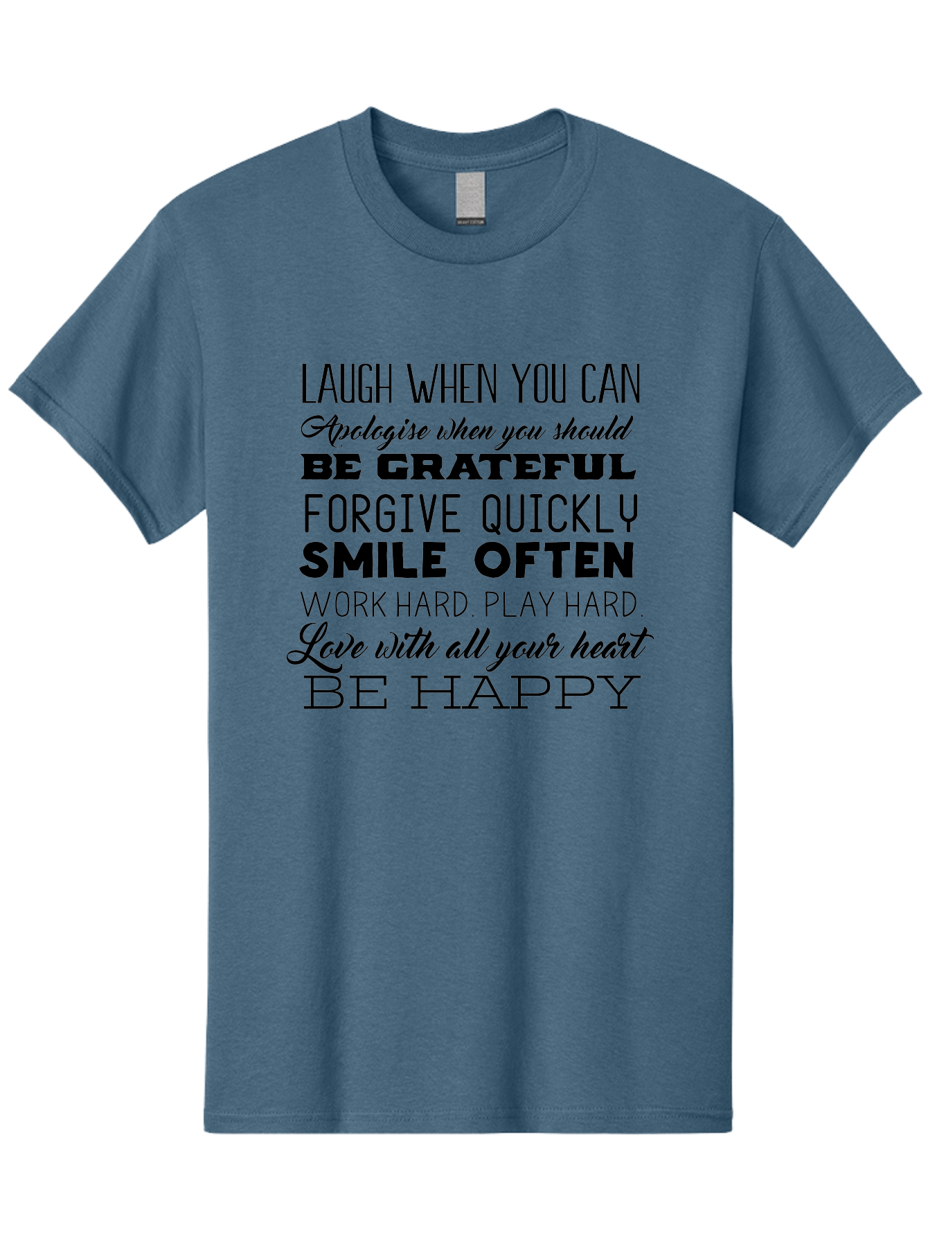 Laugh-When-You-Can Men'S Graphic Tee, 100% Cotton, Comfortable Casual Summer Wear, Machine Washable, Inspirational Quotes, Motivational Messages, Positive Affirmations, Happiness, Gratitude, Forgiveness, Smiling, Hard Work, Love Aac926