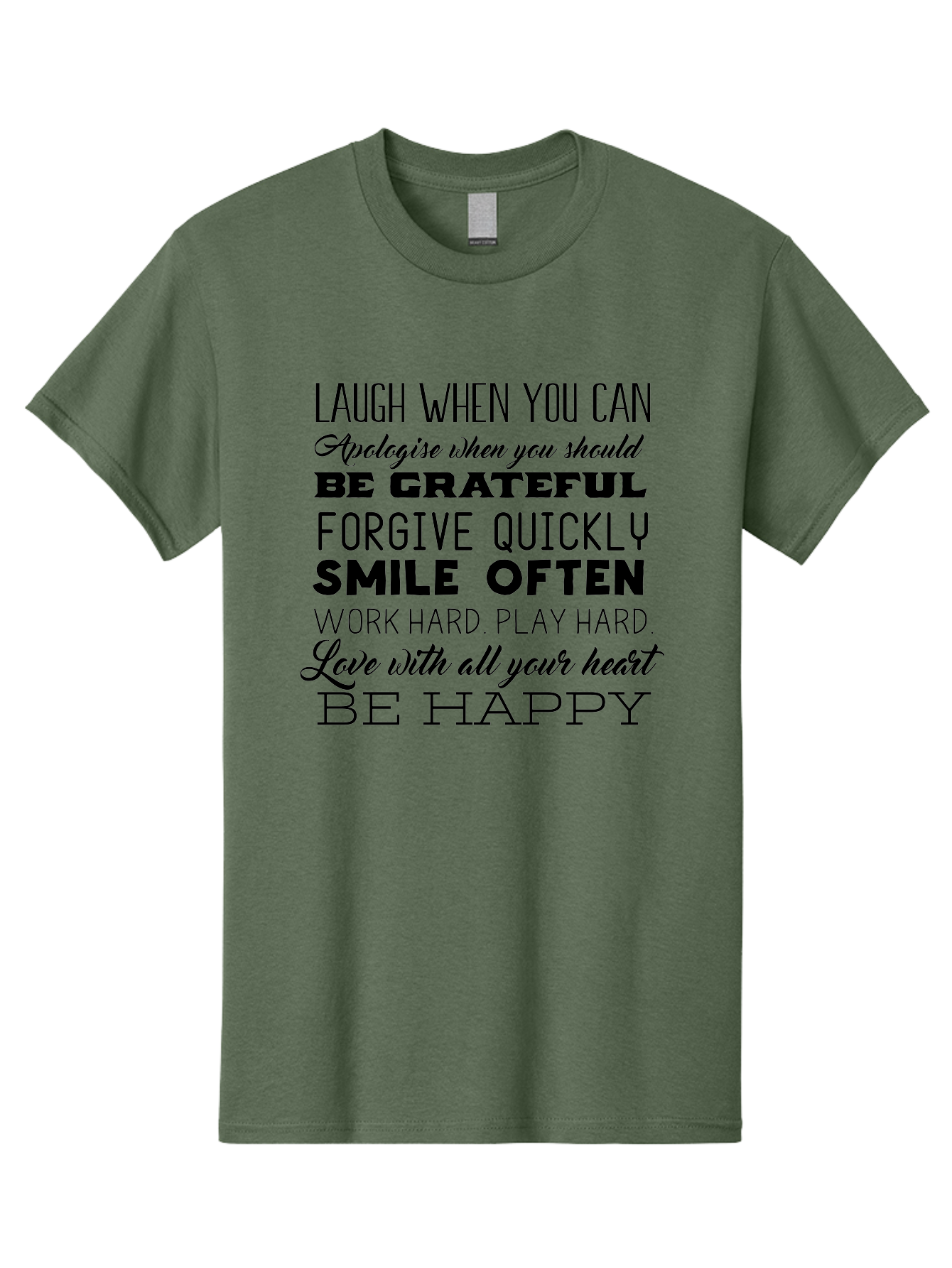 Laugh-When-You-Can Men'S Graphic Tee, 100% Cotton, Comfortable Casual Summer Wear, Machine Washable, Inspirational Quotes, Motivational Messages, Positive Affirmations, Happiness, Gratitude, Forgiveness, Smiling, Hard Work, Love Aac926