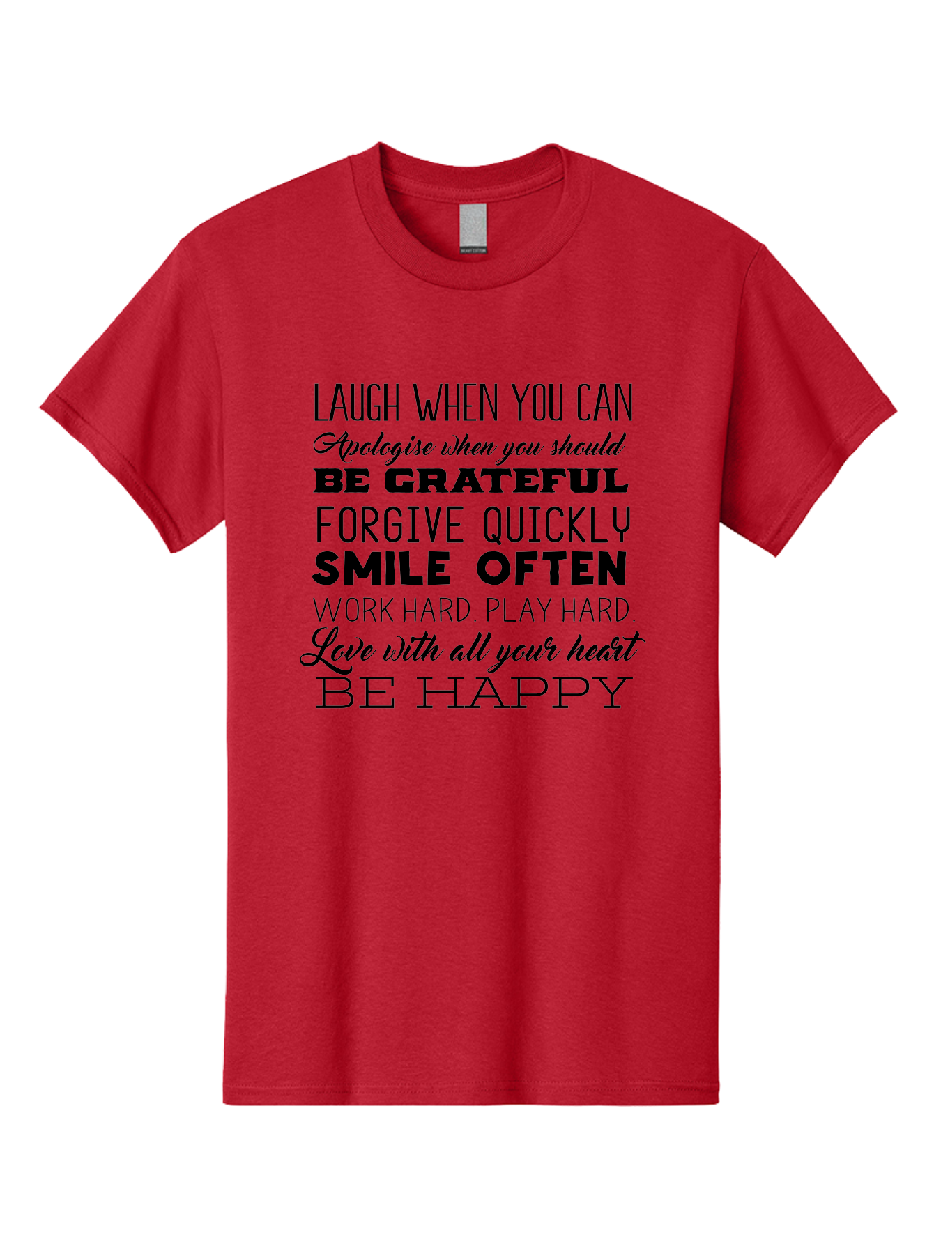 Laugh-When-You-Can Men'S Graphic Tee, 100% Cotton, Comfortable Casual Summer Wear, Machine Washable, Inspirational Quotes, Motivational Messages, Positive Affirmations, Happiness, Gratitude, Forgiveness, Smiling, Hard Work, Love Aac926