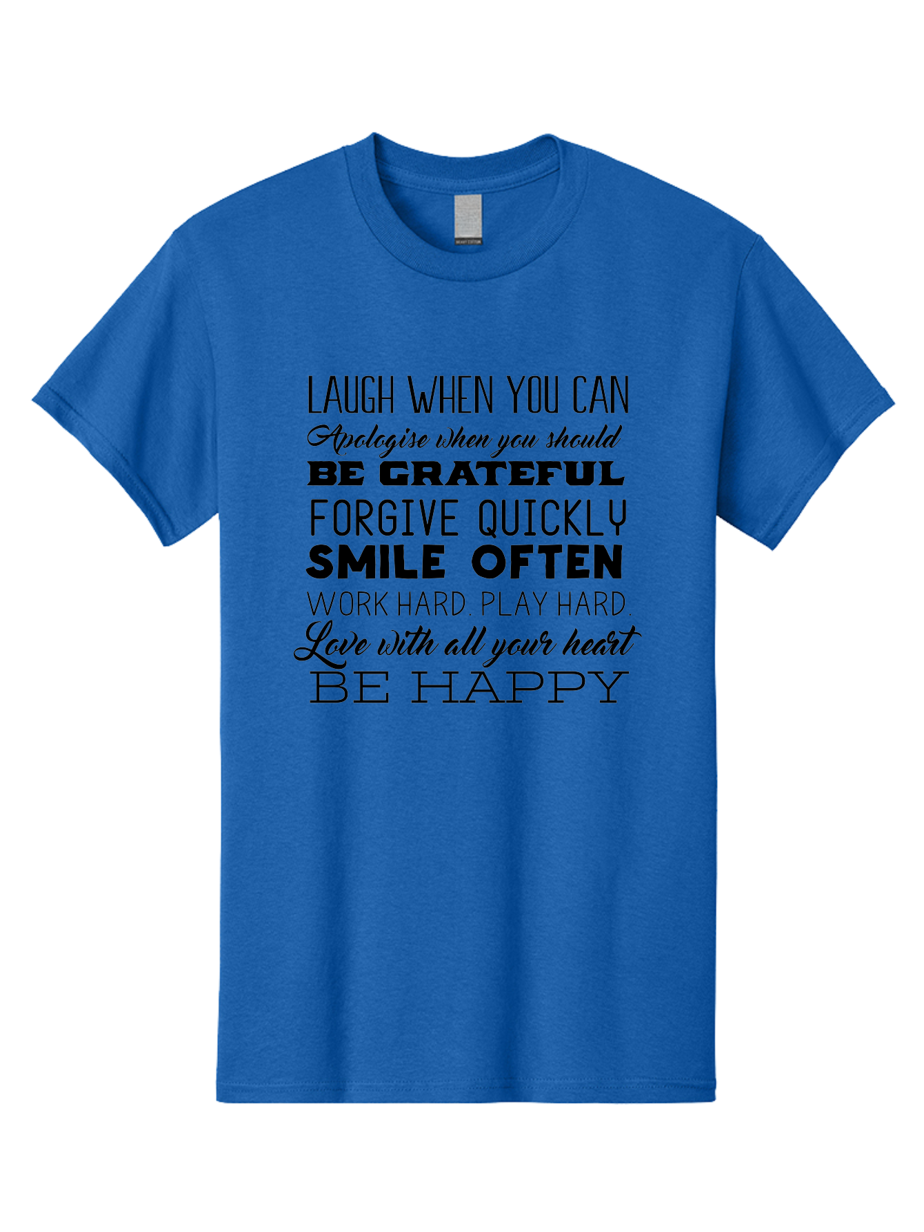 Laugh-When-You-Can Men'S Graphic Tee, 100% Cotton, Comfortable Casual Summer Wear, Machine Washable, Inspirational Quotes, Motivational Messages, Positive Affirmations, Happiness, Gratitude, Forgiveness, Smiling, Hard Work, Love Aac926