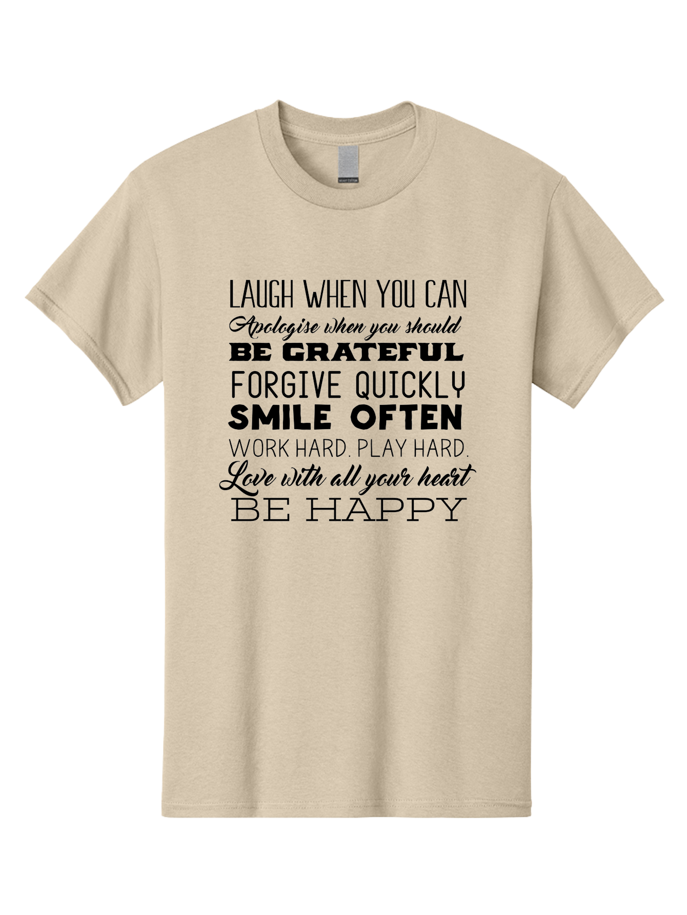 Laugh-When-You-Can Men'S Graphic Tee, 100% Cotton, Comfortable Casual Summer Wear, Machine Washable, Inspirational Quotes, Motivational Messages, Positive Affirmations, Happiness, Gratitude, Forgiveness, Smiling, Hard Work, Love Aac926