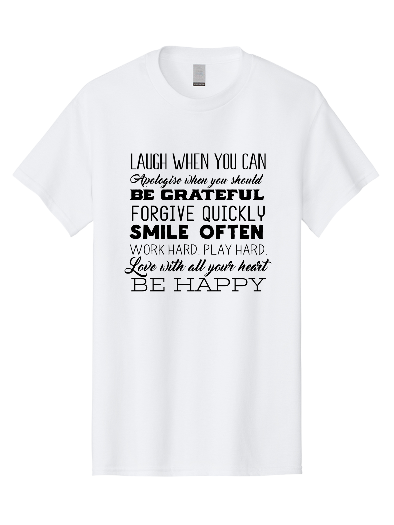 Laugh-When-You-Can Men'S Graphic Tee, 100% Cotton, Comfortable Casual Summer Wear, Machine Washable, Inspirational Quotes, Motivational Messages, Positive Affirmations, Happiness, Gratitude, Forgiveness, Smiling, Hard Work, Love Aac926