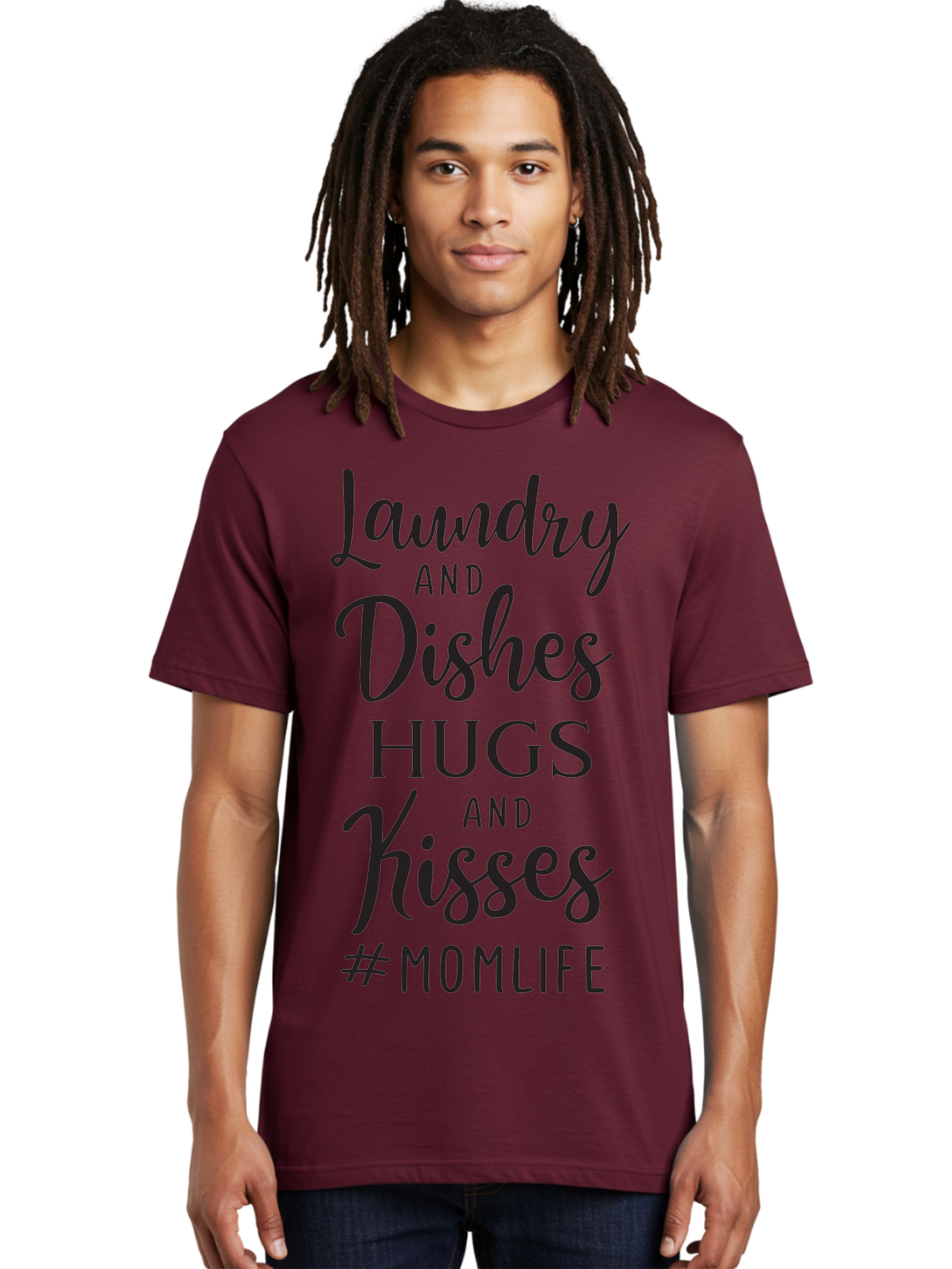 Laundry-And-Dishes-Hugs-And-Kisses Men'S Graphic Tee, 100% Cotton, Comfortable Casual Summer Wear, Machine Washable, Mom Life, Motherhood, Parenting, Laundry, Dishes, Household Chores, Hugs, Kisses, Love, Family, Mom Quotes, Aac927