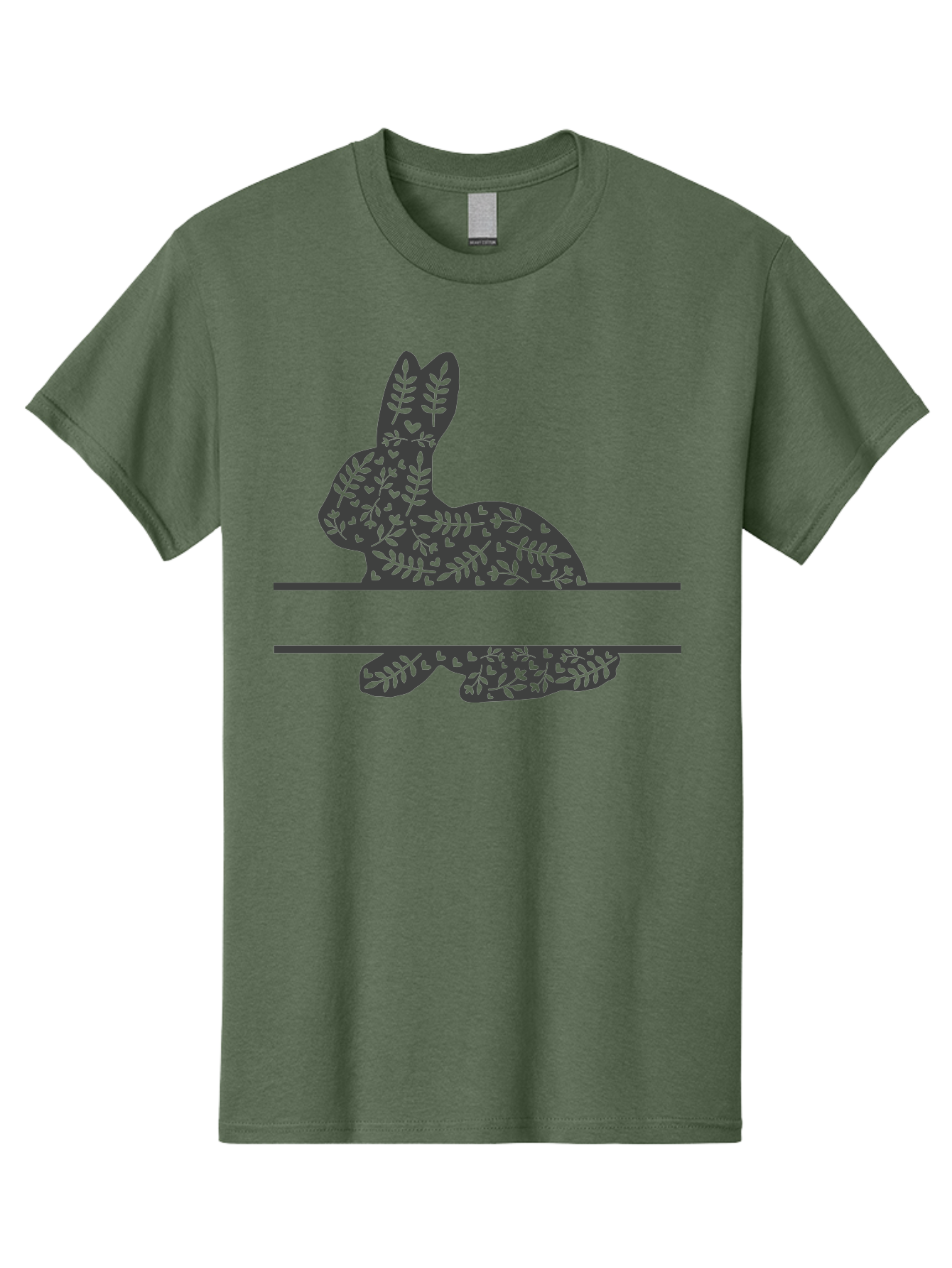 Leafy-Bunny Men'S Graphic Tee, 100% Cotton, Comfortable Casual Summer Wear, Machine Washable, Rabbit Silhouette, Fern Patterns, Leafy Design, Nature-Inspired Art, Botanical Illustration, Whimsical Graphics, Easter Theme Aac929