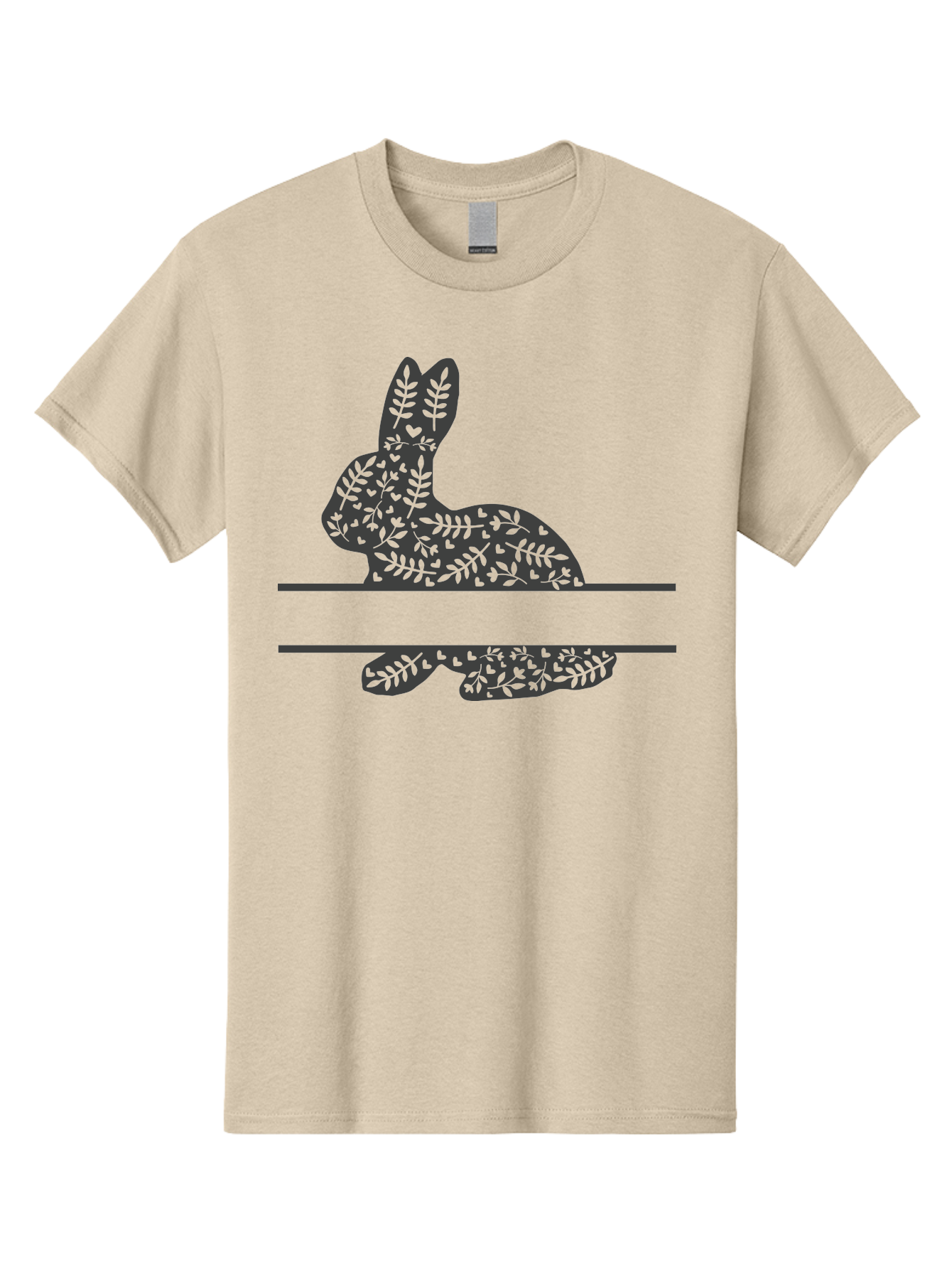 Leafy-Bunny Men'S Graphic Tee, 100% Cotton, Comfortable Casual Summer Wear, Machine Washable, Rabbit Silhouette, Fern Patterns, Leafy Design, Nature-Inspired Art, Botanical Illustration, Whimsical Graphics, Easter Theme Aac929