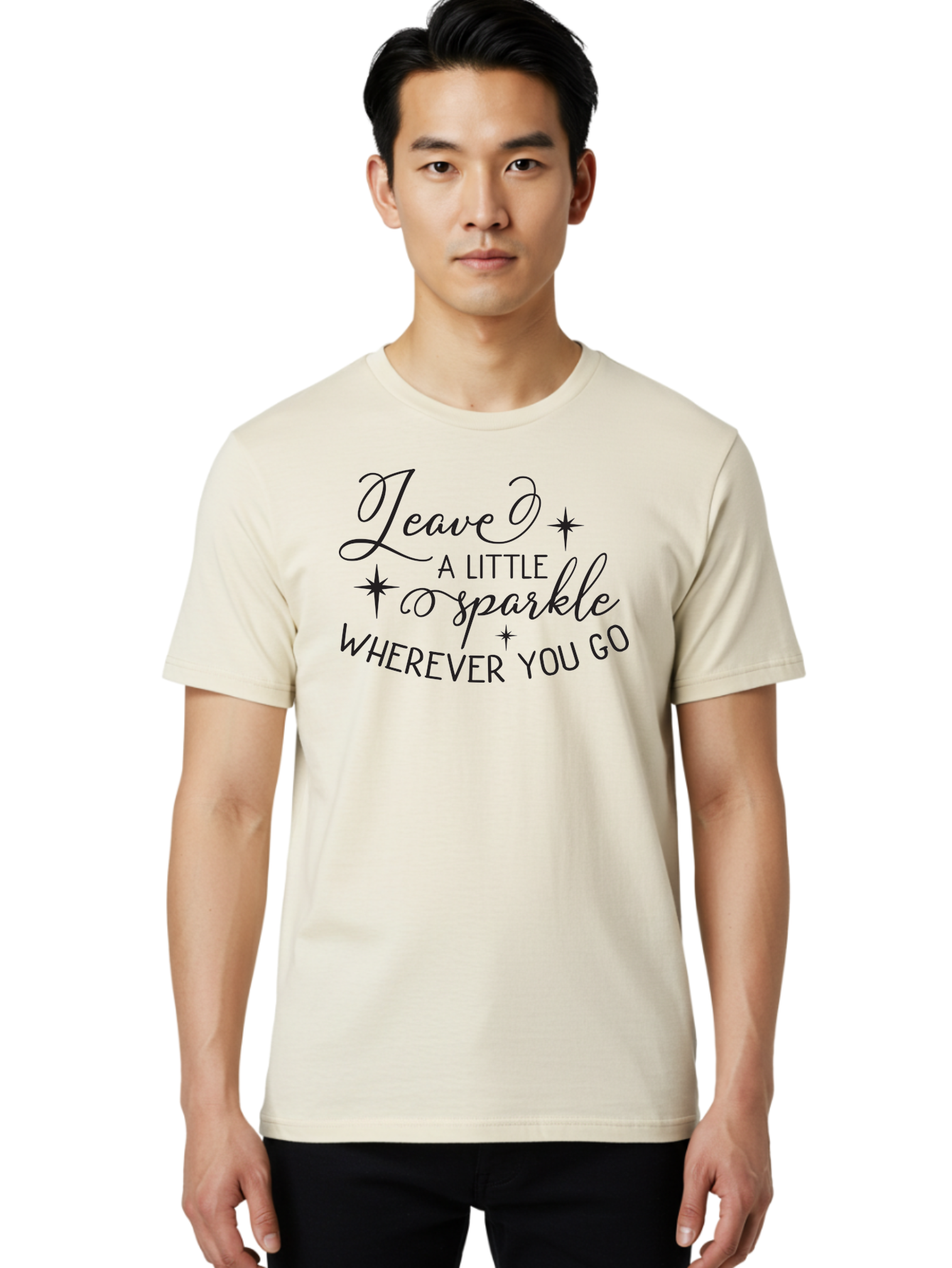 Leave-Little-Sparkle Men'S Graphic Tee, 100% Cotton, Comfortable Casual Summer Wear, Machine Washable, Inspirational Quote, Motivational Message, Sparkle, Positivity, Encouragement, Leave A Mark, Kindness, Motivational Words, Aac930